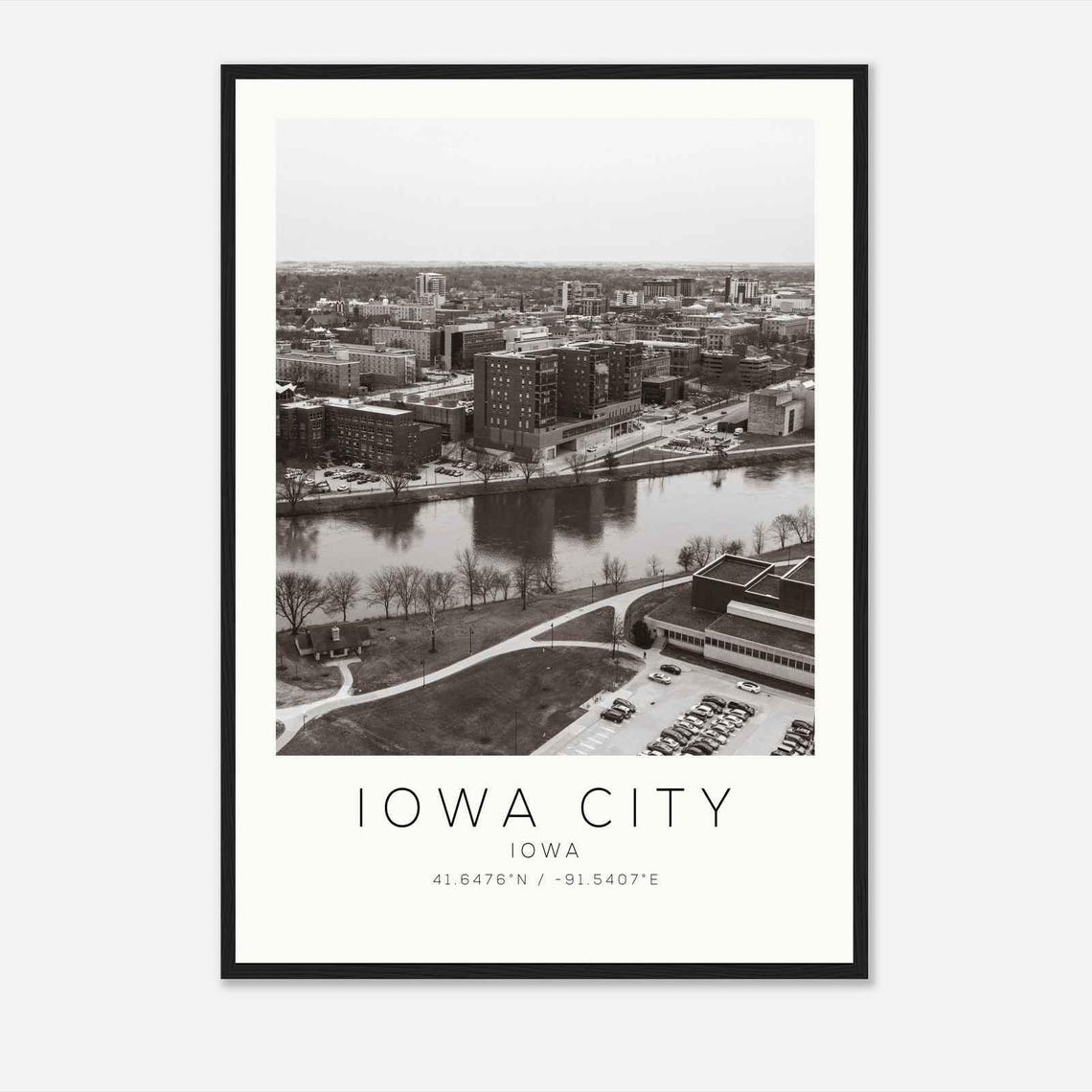 Iowa City Iowa Photo Travel Poster Iowa City Travel Print Minimalist Travel Print