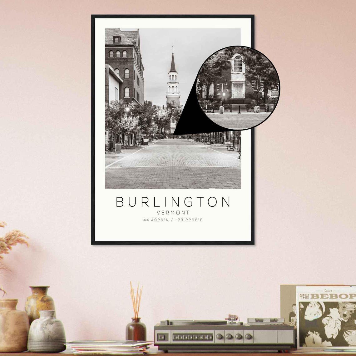 Burlington Vermont Church Street Black and White Photo Poster - Image 4