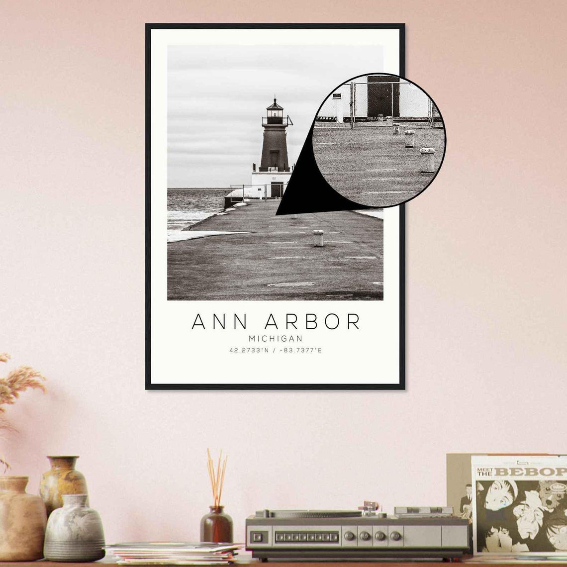 Ann Arbor Michigan Lighthouse Pier Lakefront Landmark Poster - Image 4