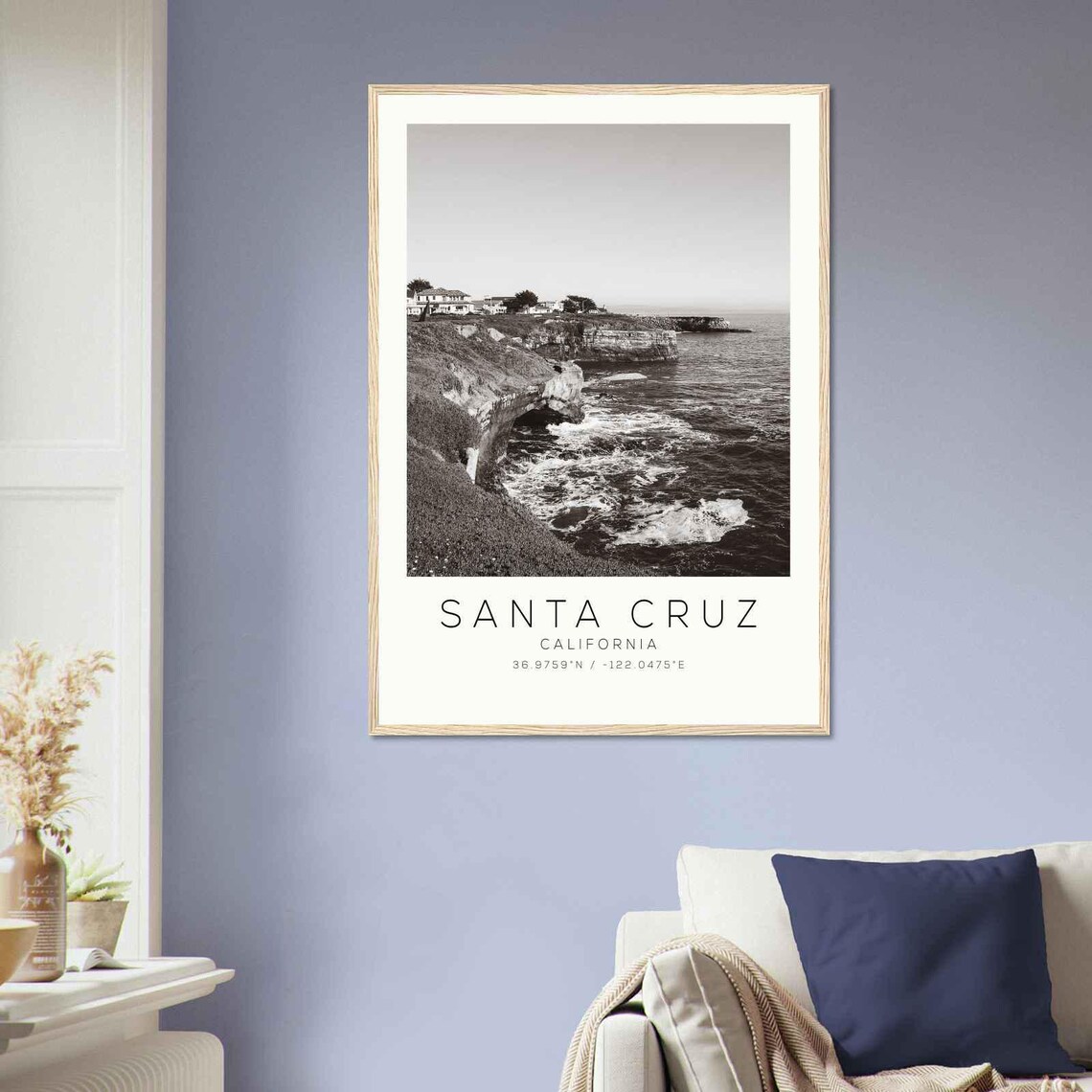 Santa Cruz California Coastal Bluff Homes Minimalist Photo Poster - Image 2