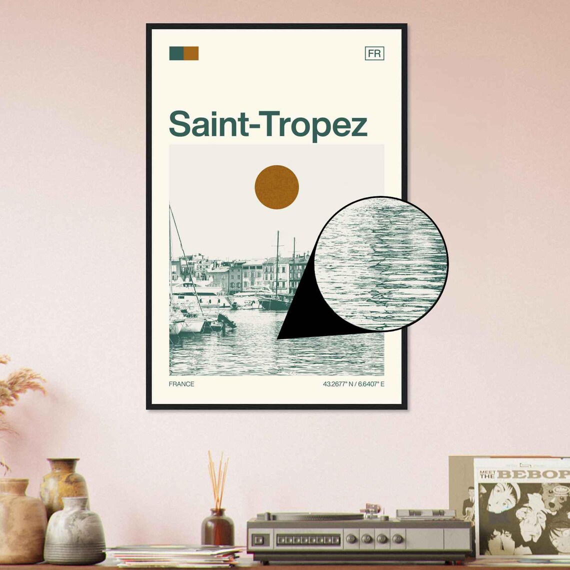 Saint-Tropez France Riviera Marina Yachts Minimalist Travel Poster - Image 4