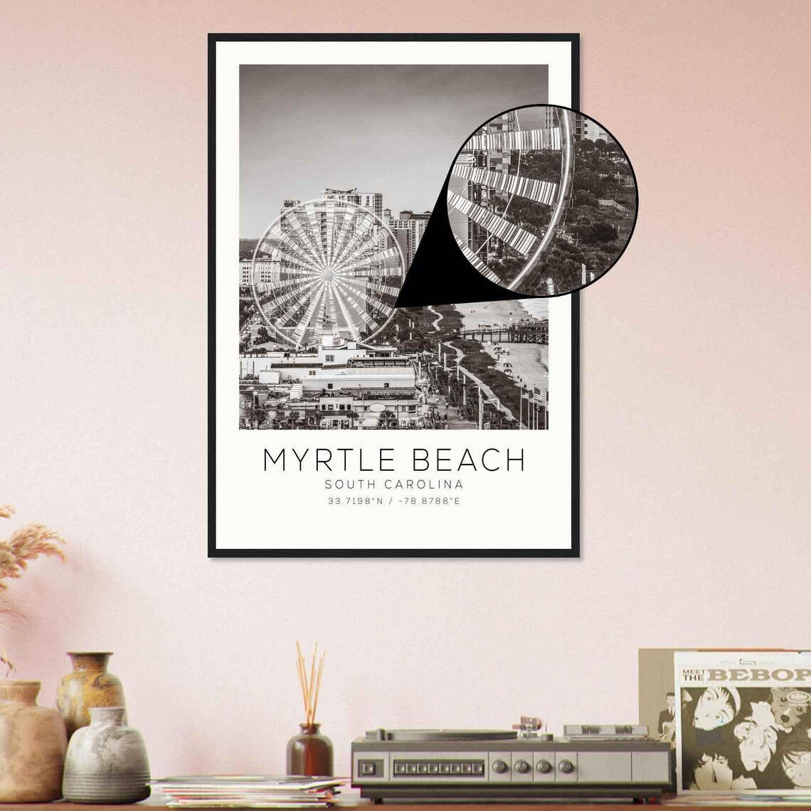 Myrtle Beach South Carolina SkyWheel Beach Minimalist Travel Poster - Image 4
