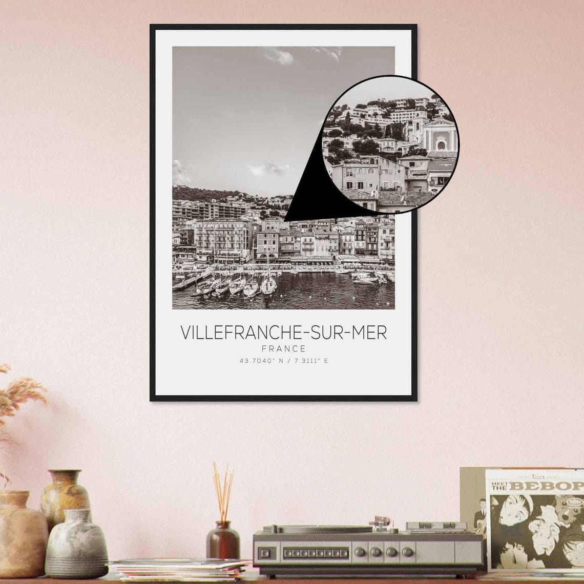 Villefranche Sur Mer France Travel Photo Poster Bw Villefranche Sur Mer Travel Print Minimalist Travel Poster Print - Image 4
