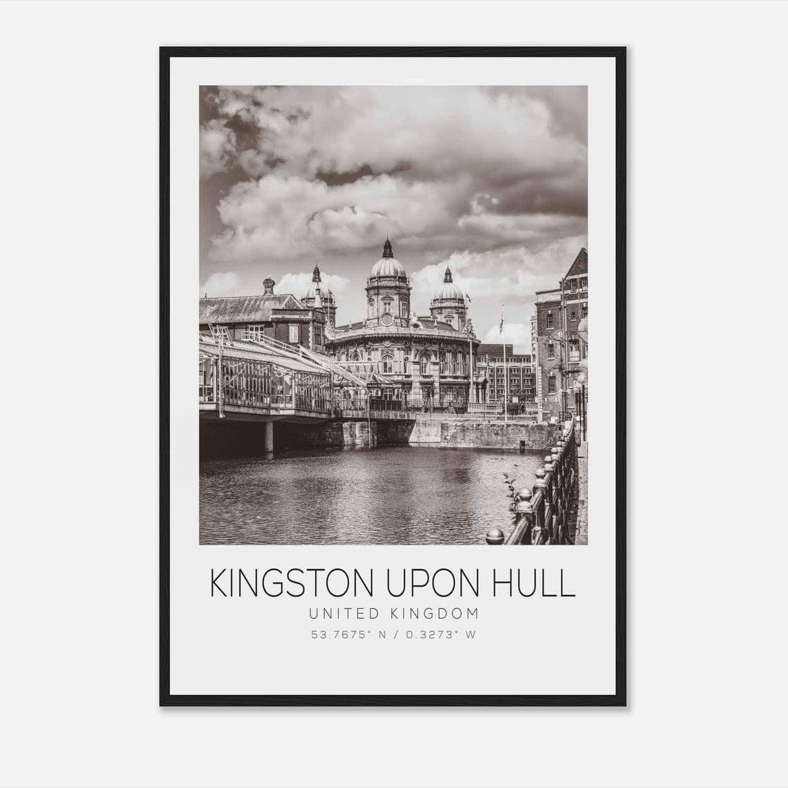 Kingston Upon Hull United Kingdom Travel Photo Poster Bw Kingston Upon Hull Travel Print Minimalist Travel Poster Print