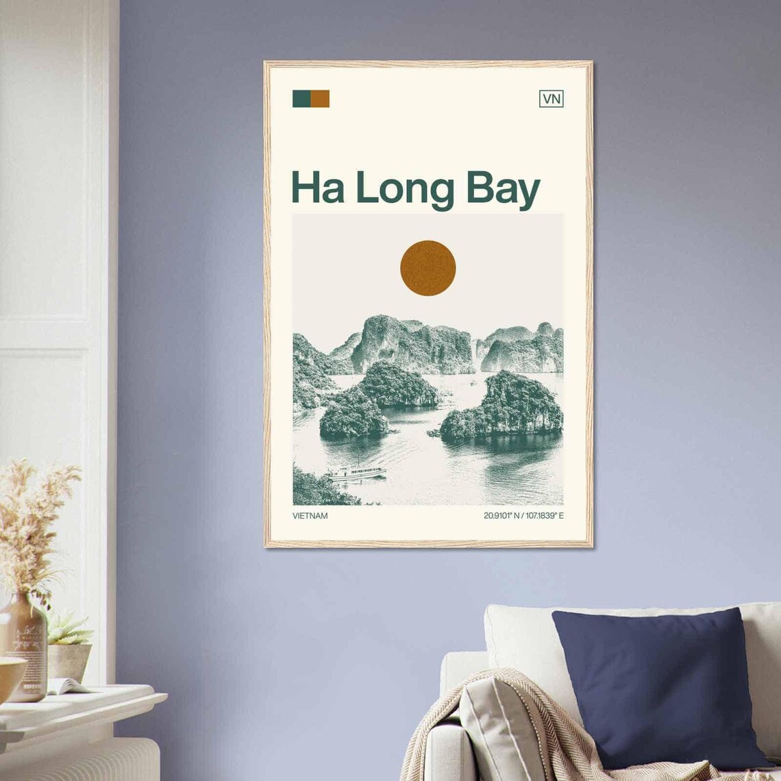 Ha Long Bay Vietnam Karst Islands Boat Minimalist Travel Poster - Image 2