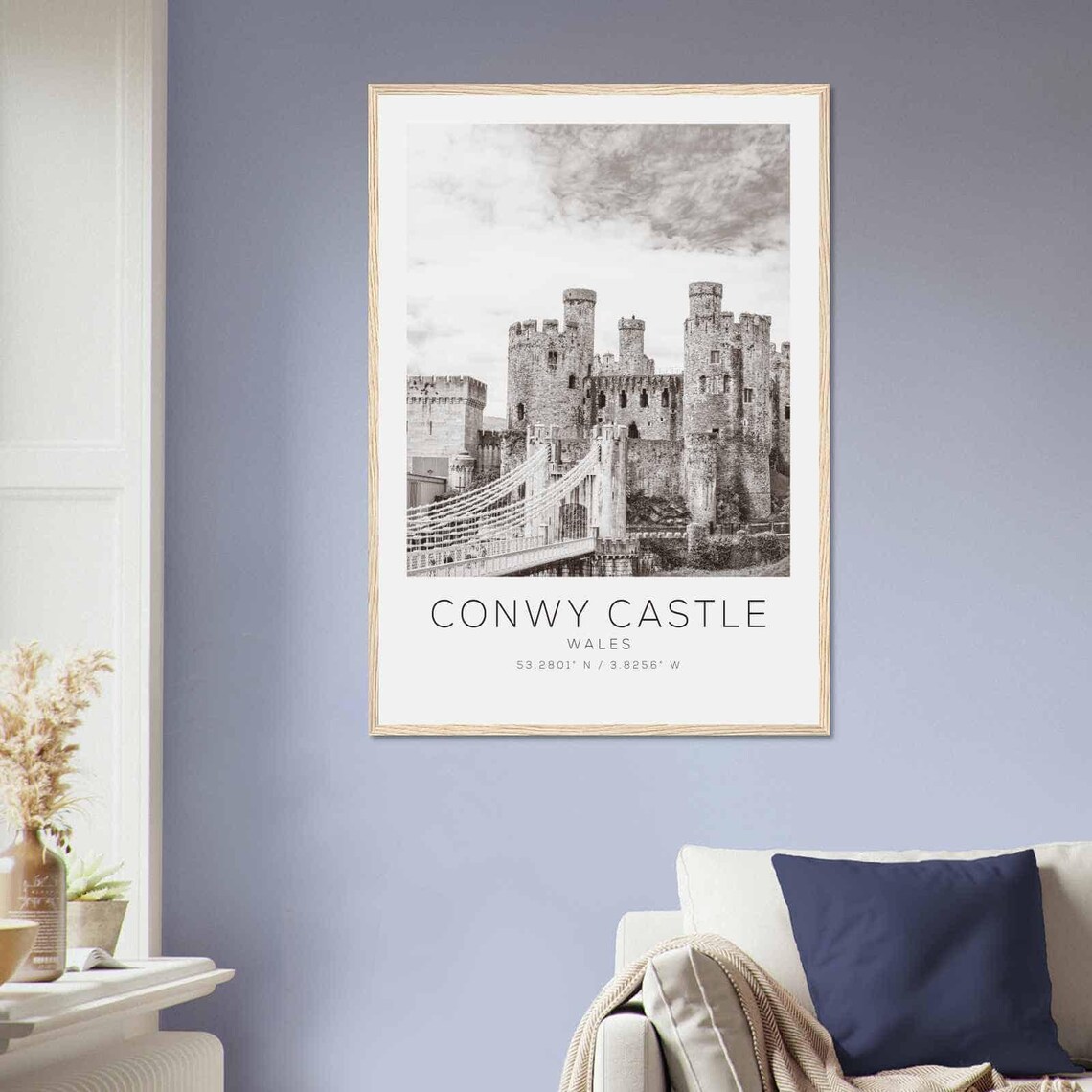 Conwy Castle Wales Medieval Fortress Bridge Black and White Poster - Image 2
