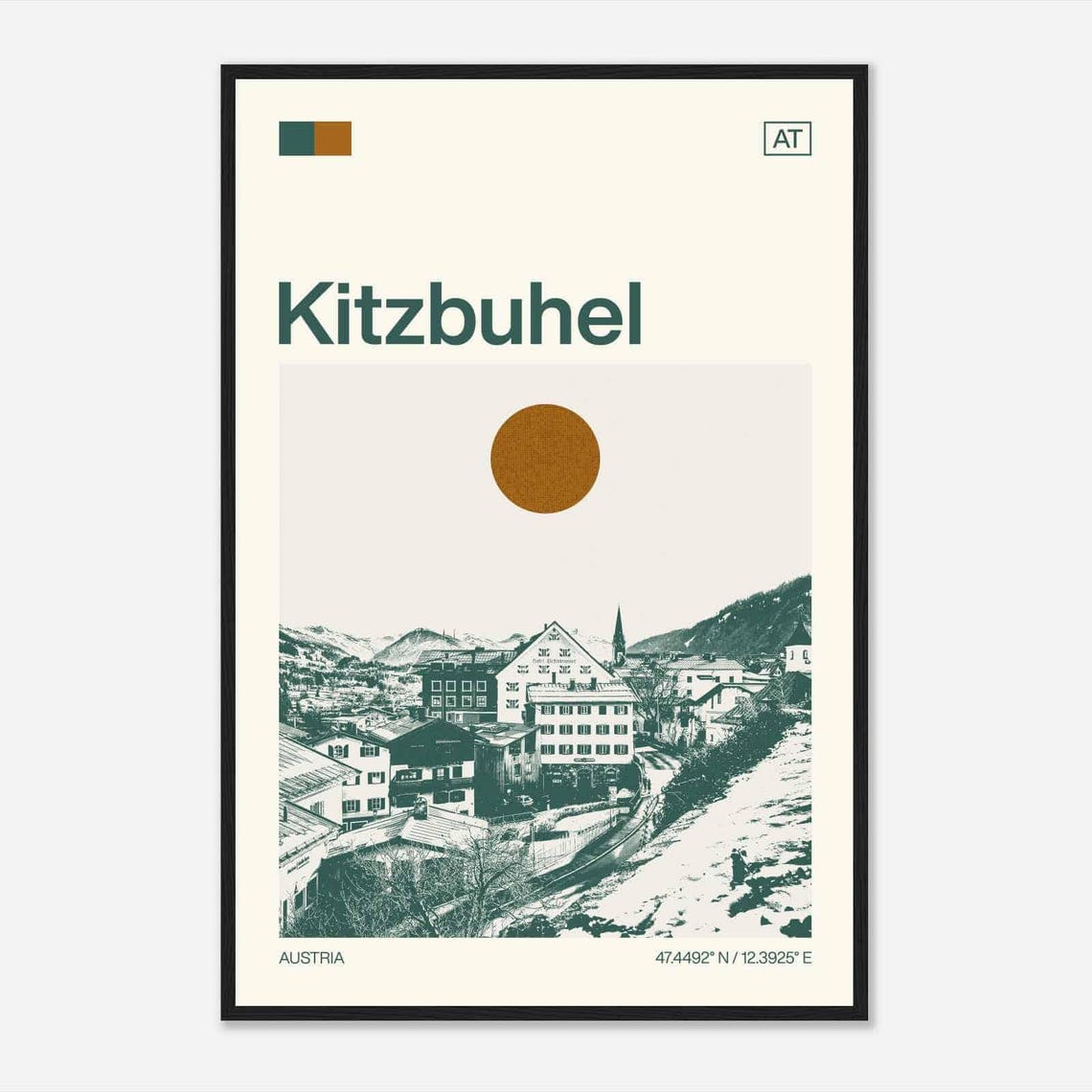 Kitzbuhel Austria Alpine Ski Town Winter Minimalist Travel Poster