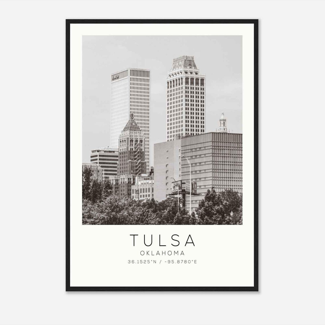 Tulsa Oklahoma Skyline Skyscrapers View Minimalist Photo Poster