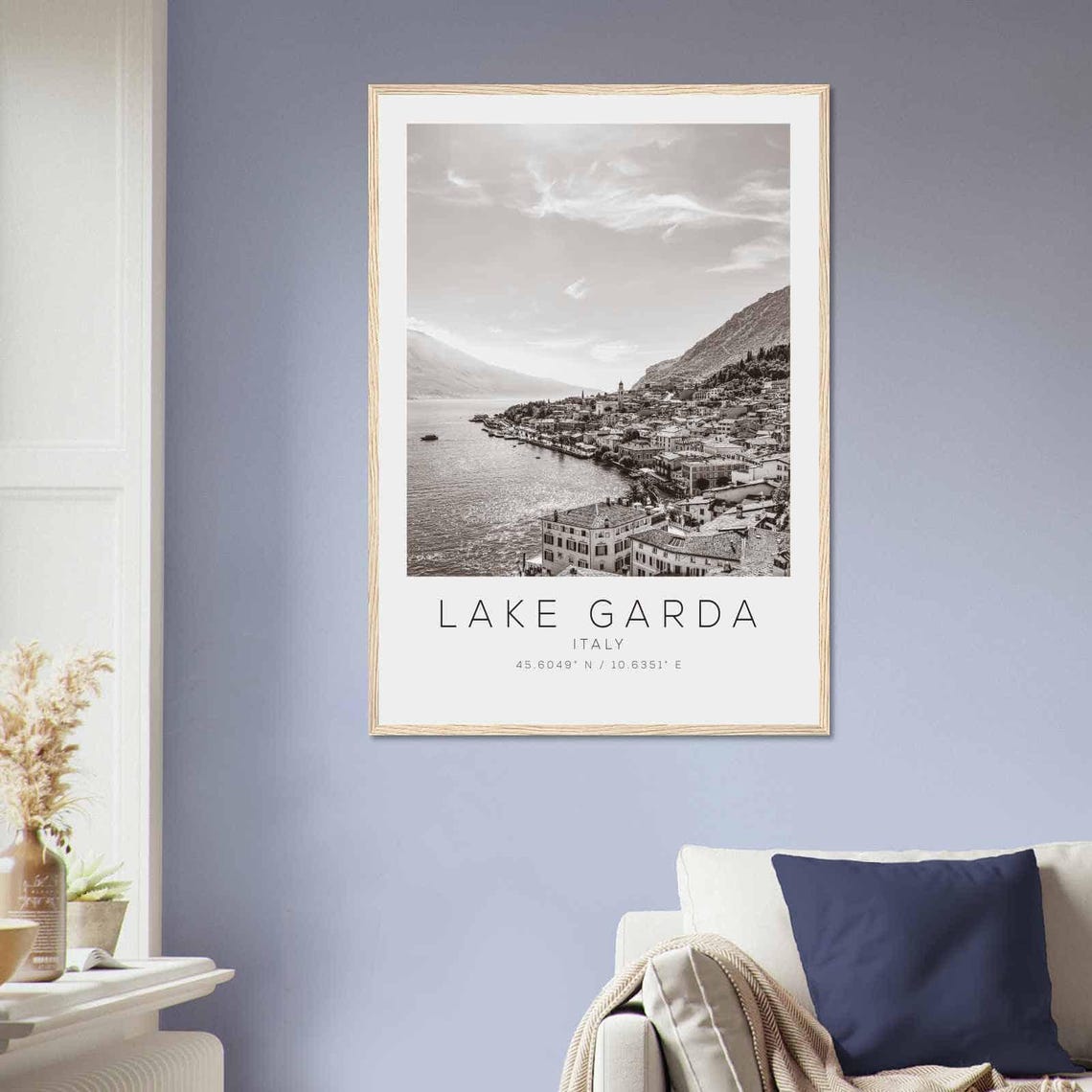 Lake Garda Italy Travel Photo Poster Bw Lake Garda Travel Print Minimalist Travel Poster Print - Image 2