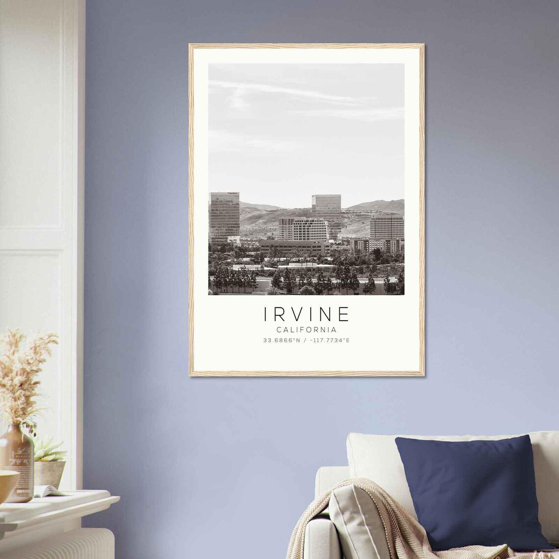 Irvine California Office Towers Hills Black And White Photo Poster - Image 2