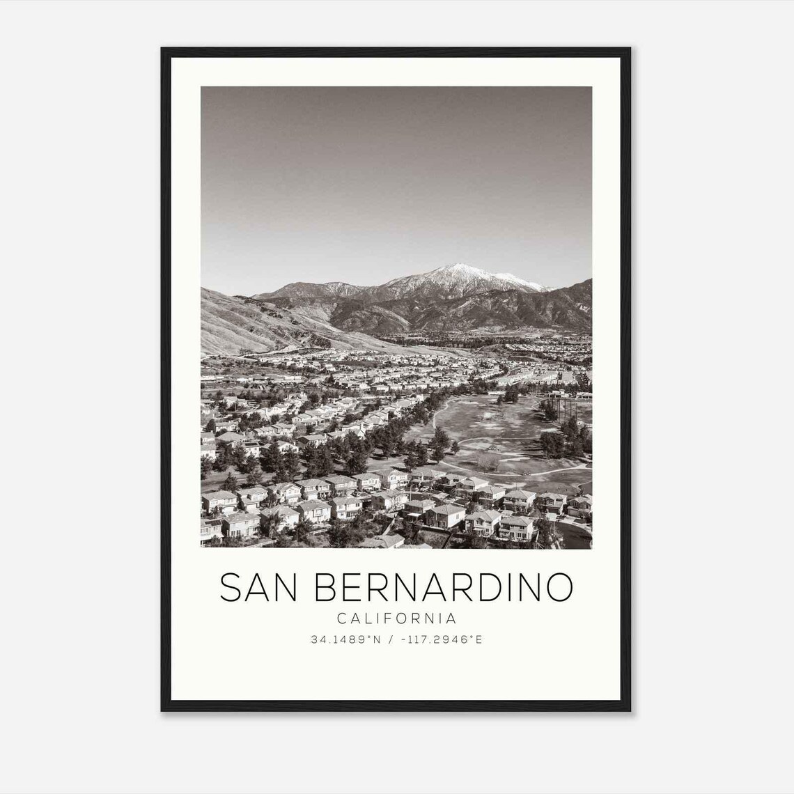 San Bernardino California Suburbs Mountain Backdrop Photo Poster