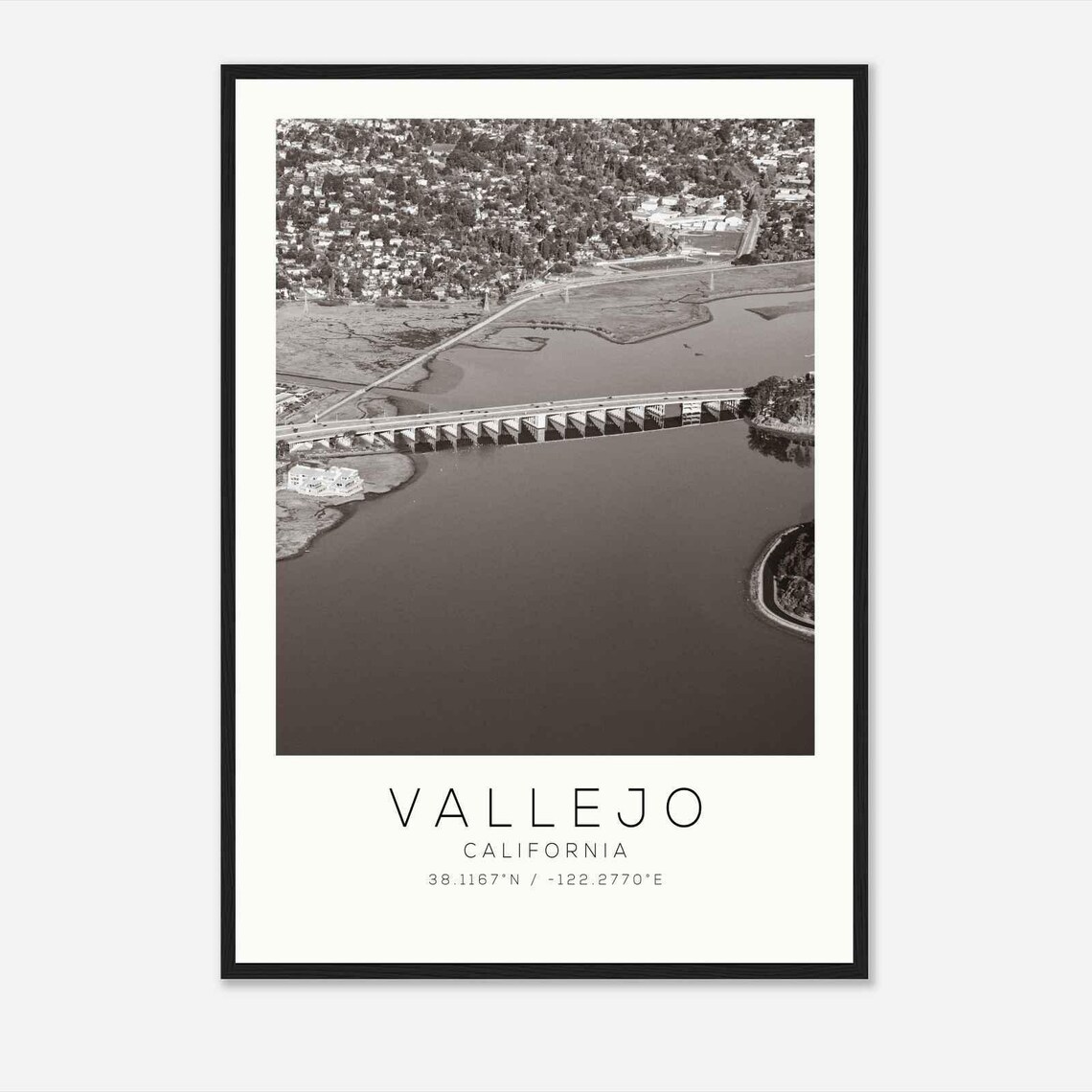Vallejo California Bridge Bay Waterfront Vintage Photo Poster