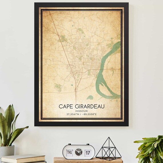 Cape Girardeau Missouri Vintage Style Street Map Artwork Poster