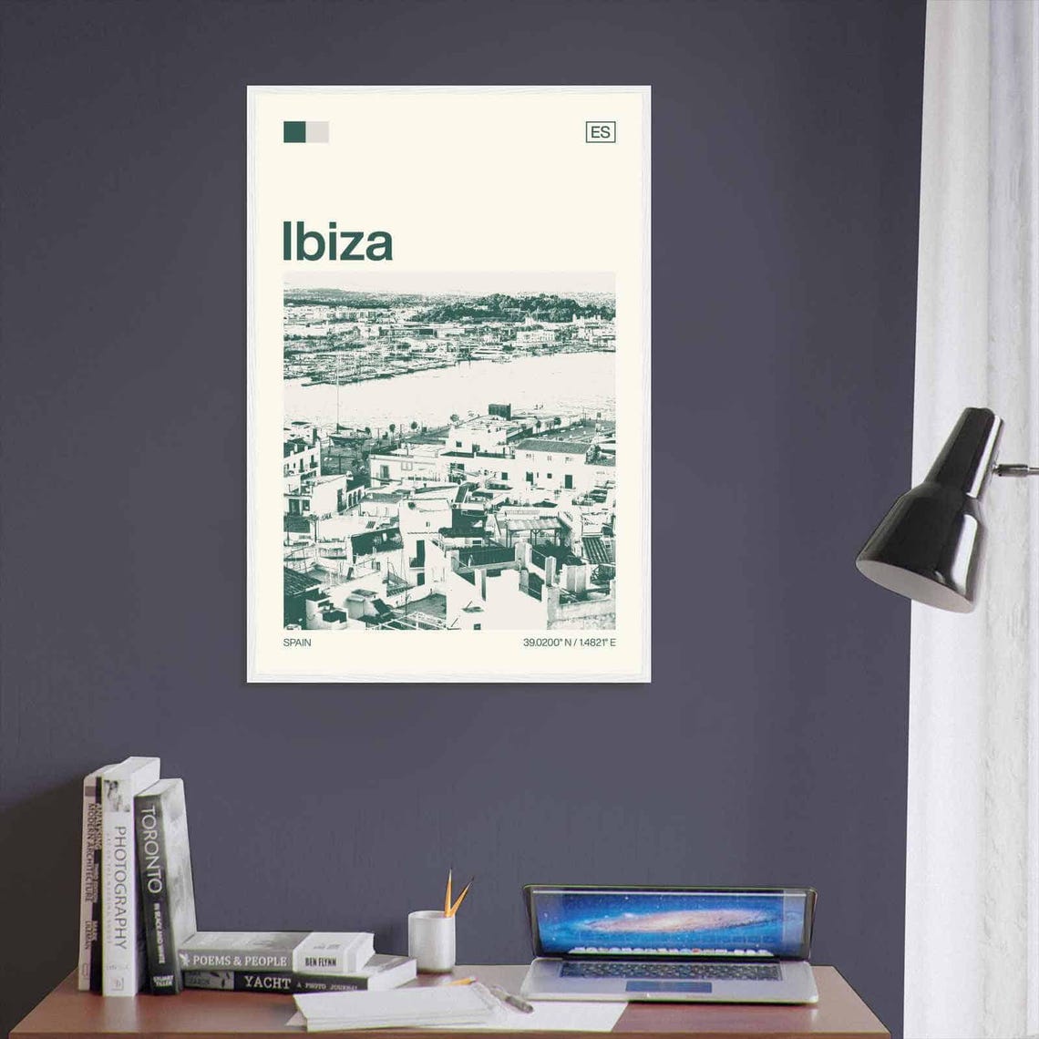 Ibiza Spain Old Town Harbor Whitewashed Houses Duotone Travel Poster - Image 3
