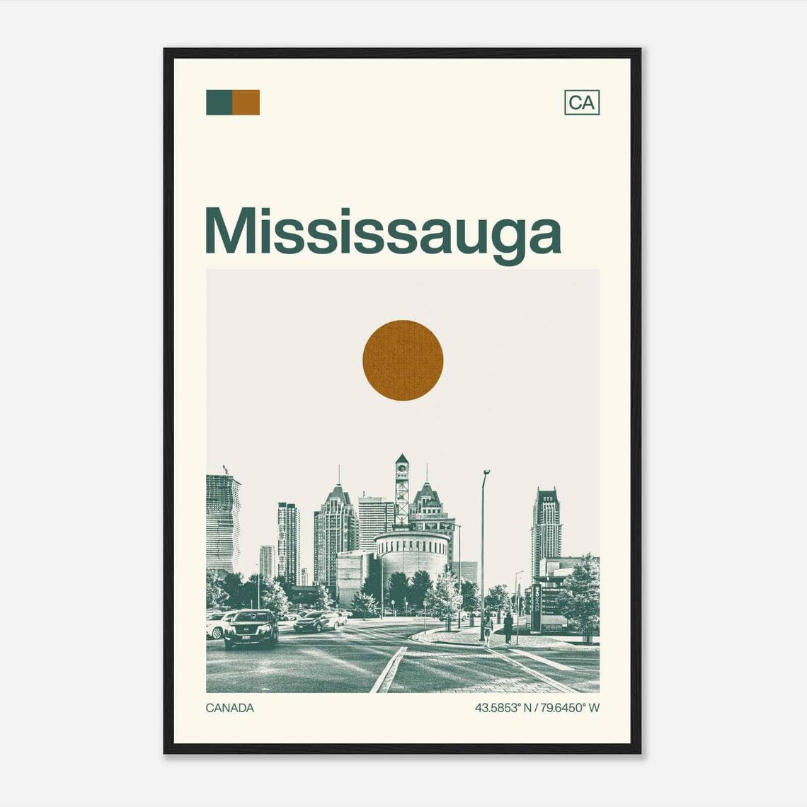 Mississauga Canada Downtown Skyline Minimalist Duotone Travel Poster