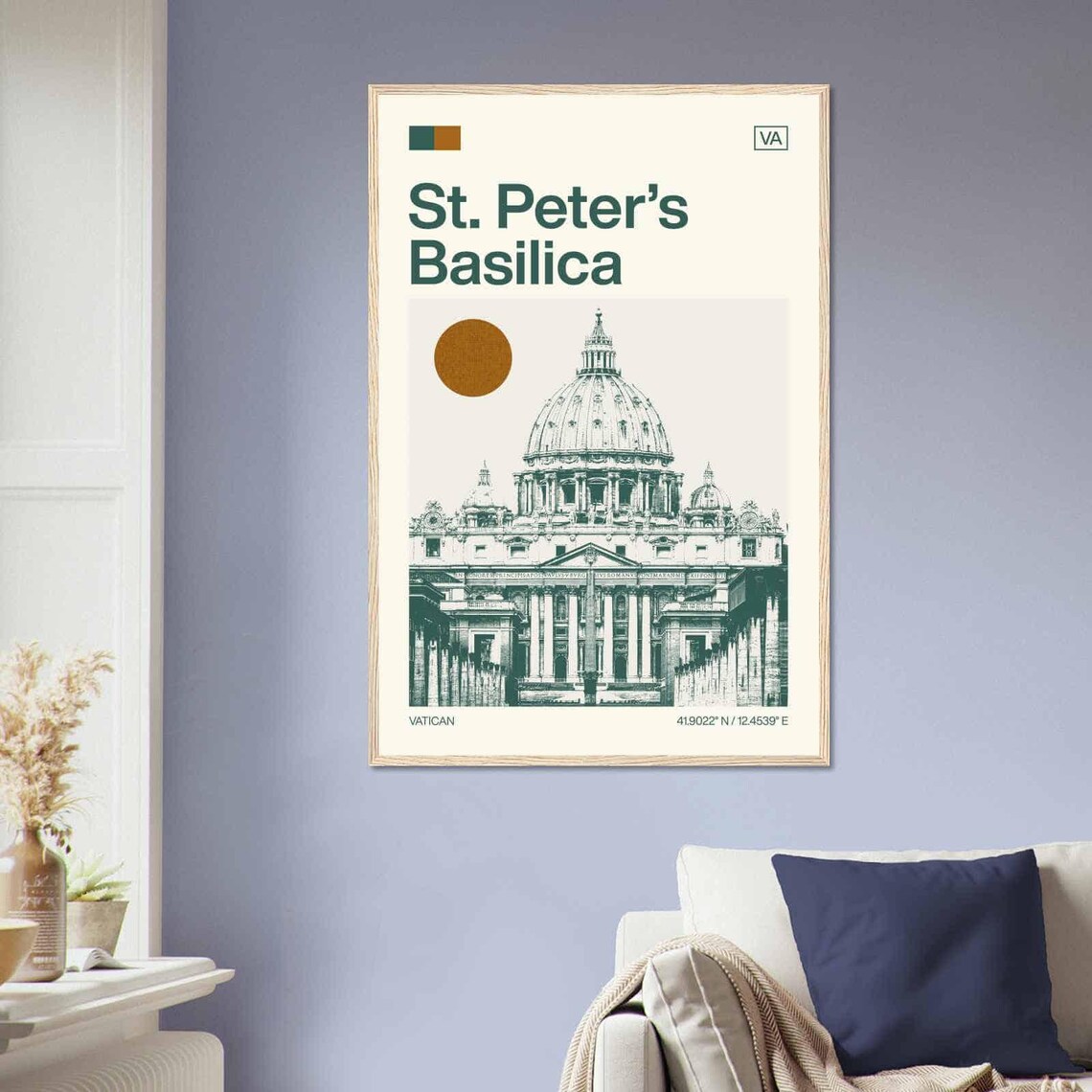 St. Peter's Basilica Vatican Dome Facade Vintage Travel Poster - Image 2