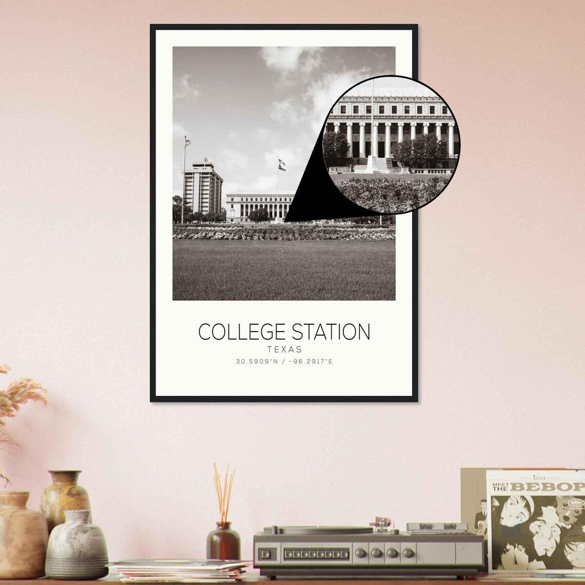 College Station Texas Photo Travel Poster College Station Travel Print Minimalist Travel Print - Image 4