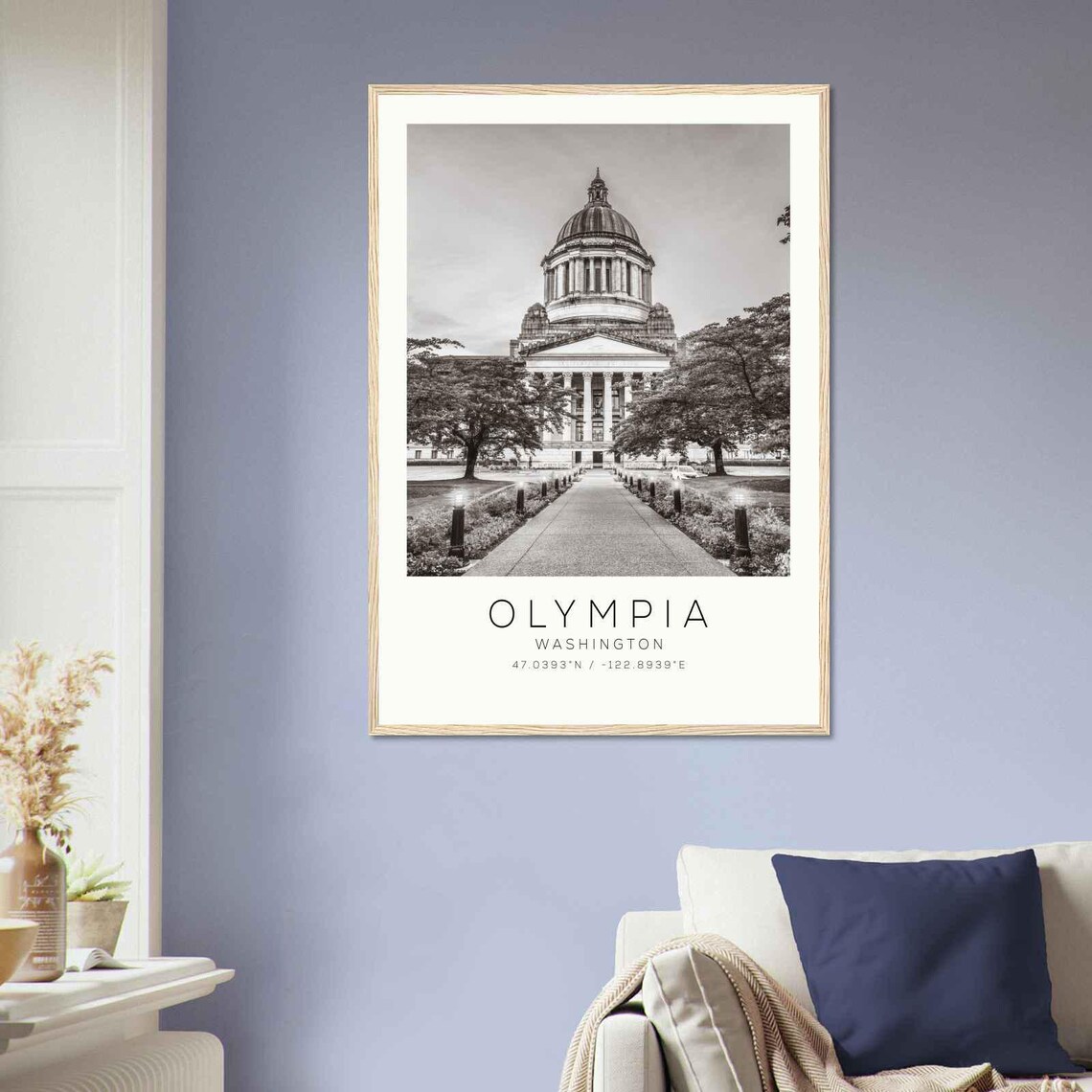 Olympia Washington State Capitol Dome Black and White Photo Poster - Image 2