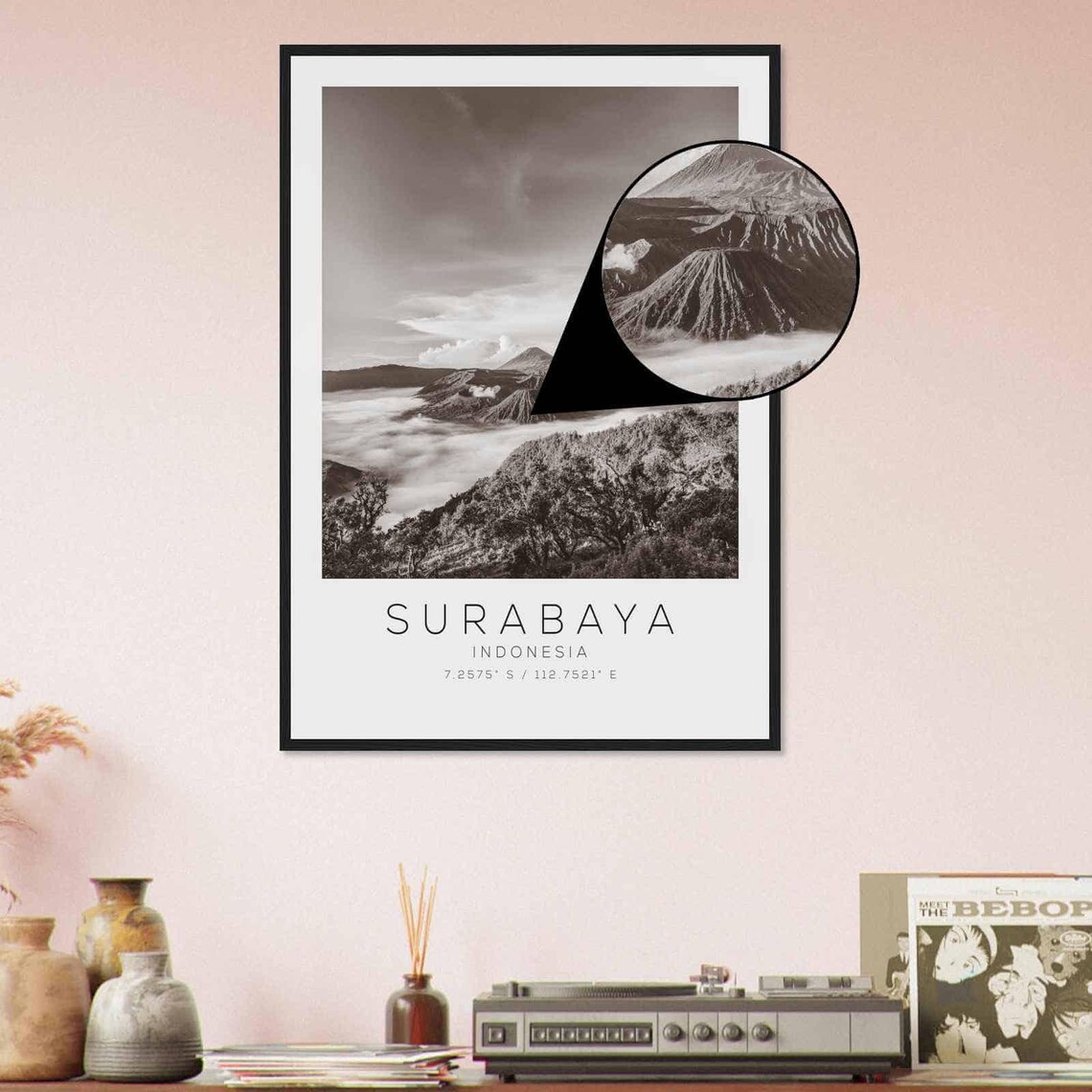 Surabaya Indonesia Travel Photo Poster Bw Surabaya Travel Print Minimalist Travel Poster Print - Image 4