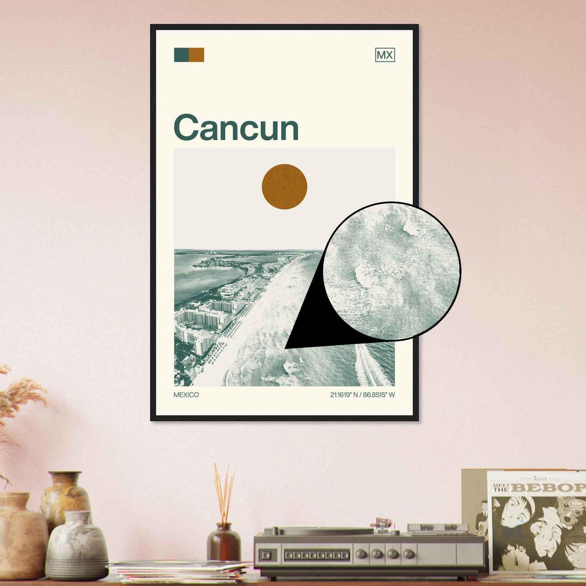 Cancun Mexico Minimalist Monochrome Travel Photo Poster - Image 4