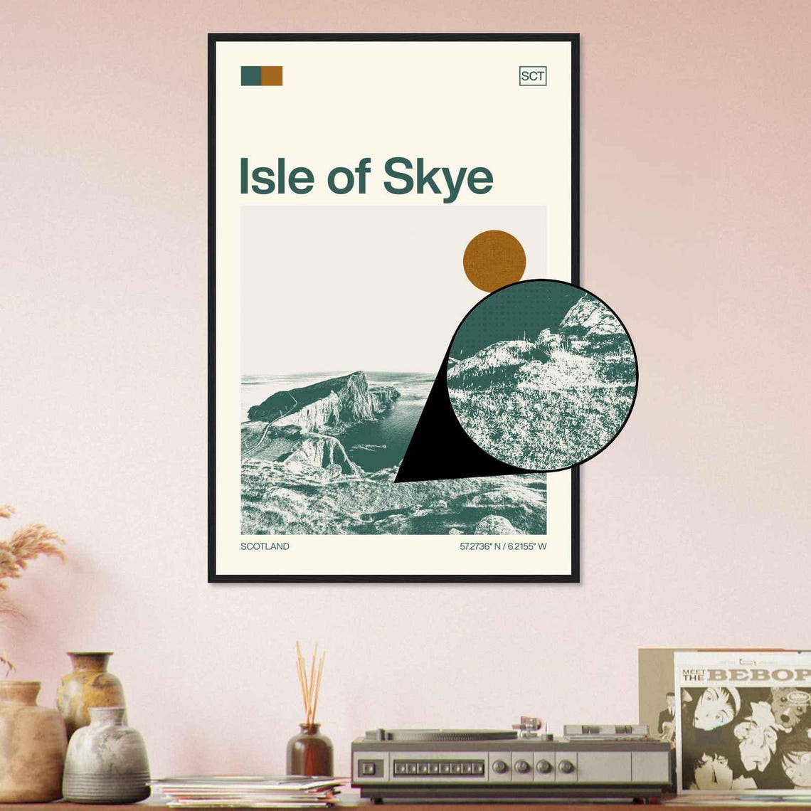 Isle Of Skye Scotland Dramatic Sea Cliffs Coastal View Duotone Poster - Image 4