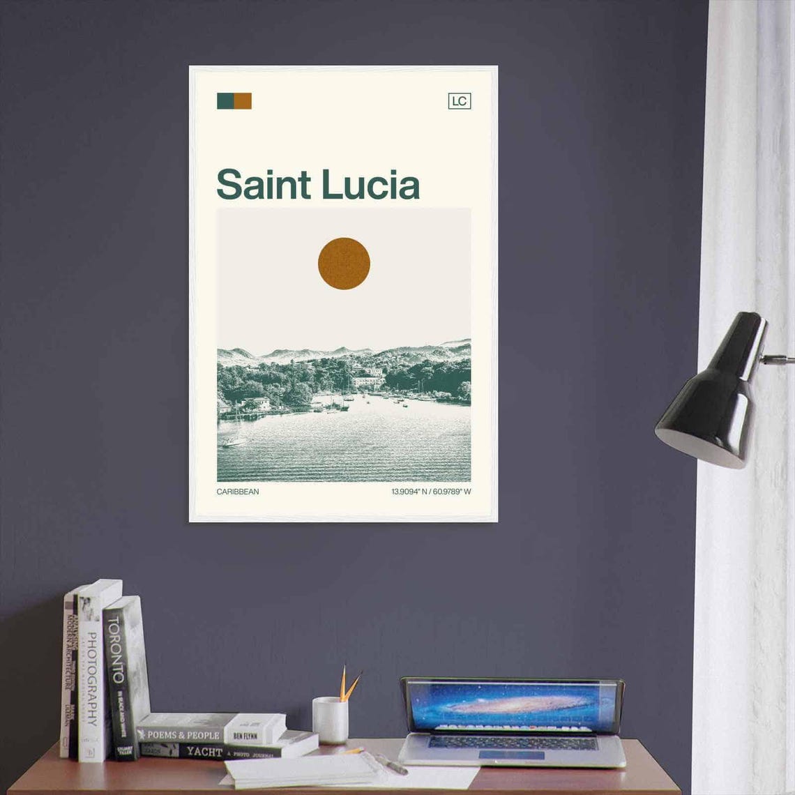 Saint Lucia Caribbean Minimalist Monochrome Travel Photo Poster - Image 3