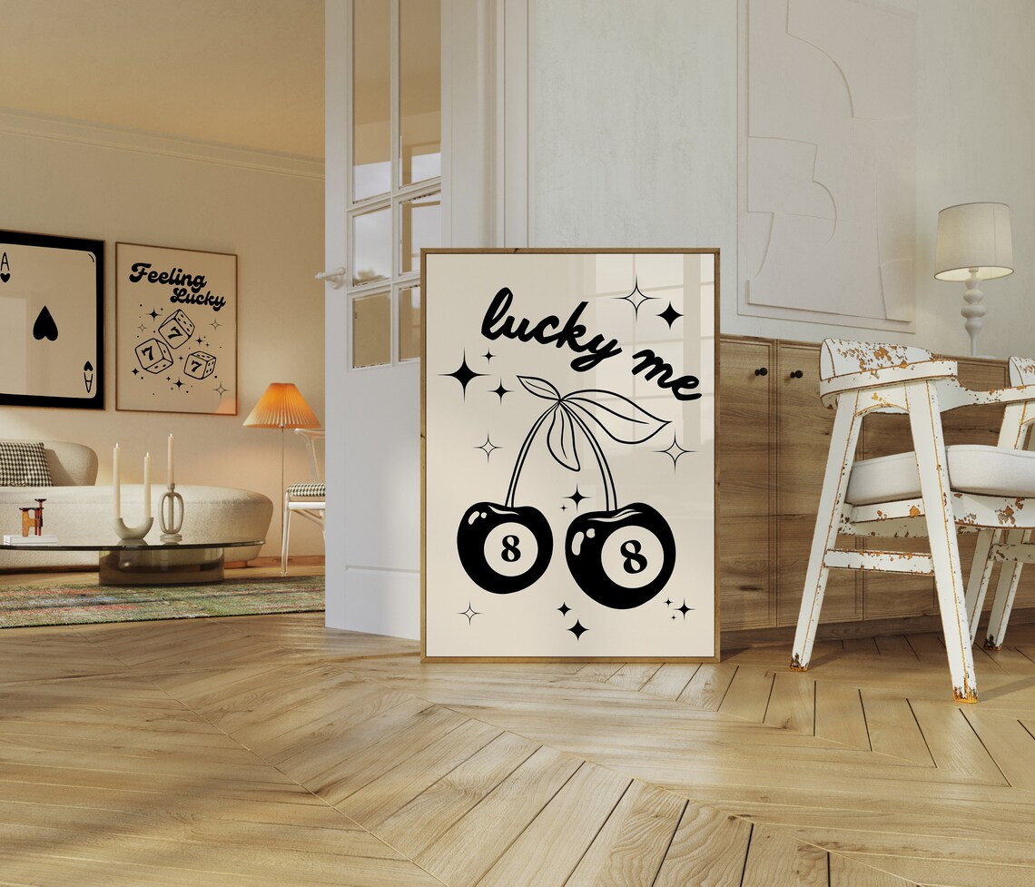 Lucky Me 8 Ball Poster, Modern Retro Trendy Print - Image 3