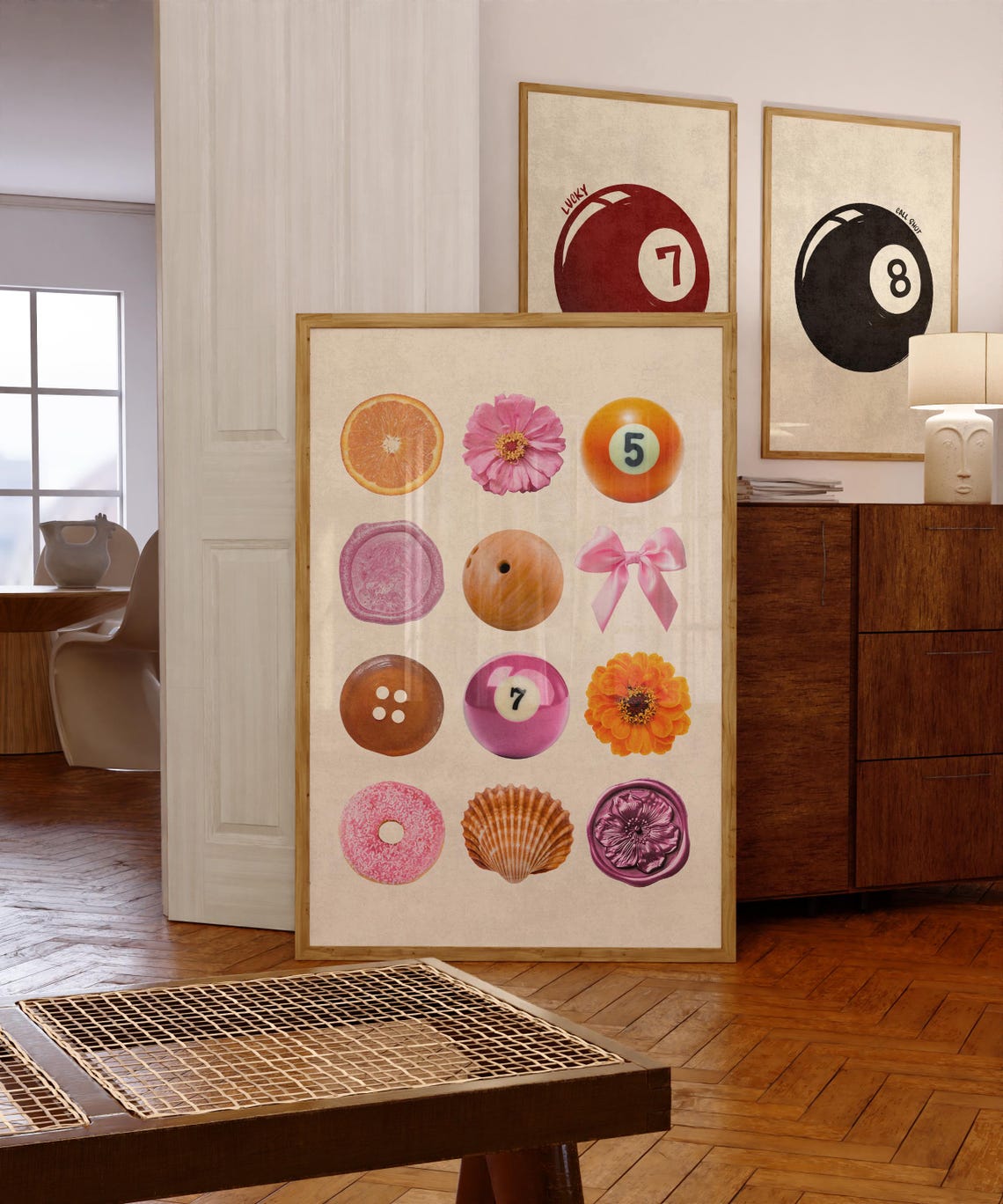 Playful Retro Collage Poster Colorful Objects Grid Preppy Dorm Decor
