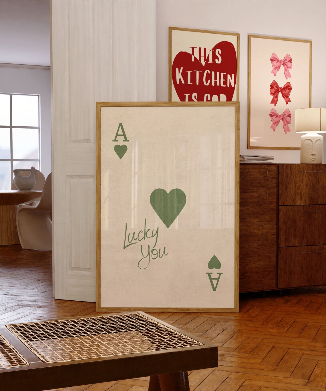 Lucky You Green Ace of Hearts Playing Card Retro Style Poster - Image 3
