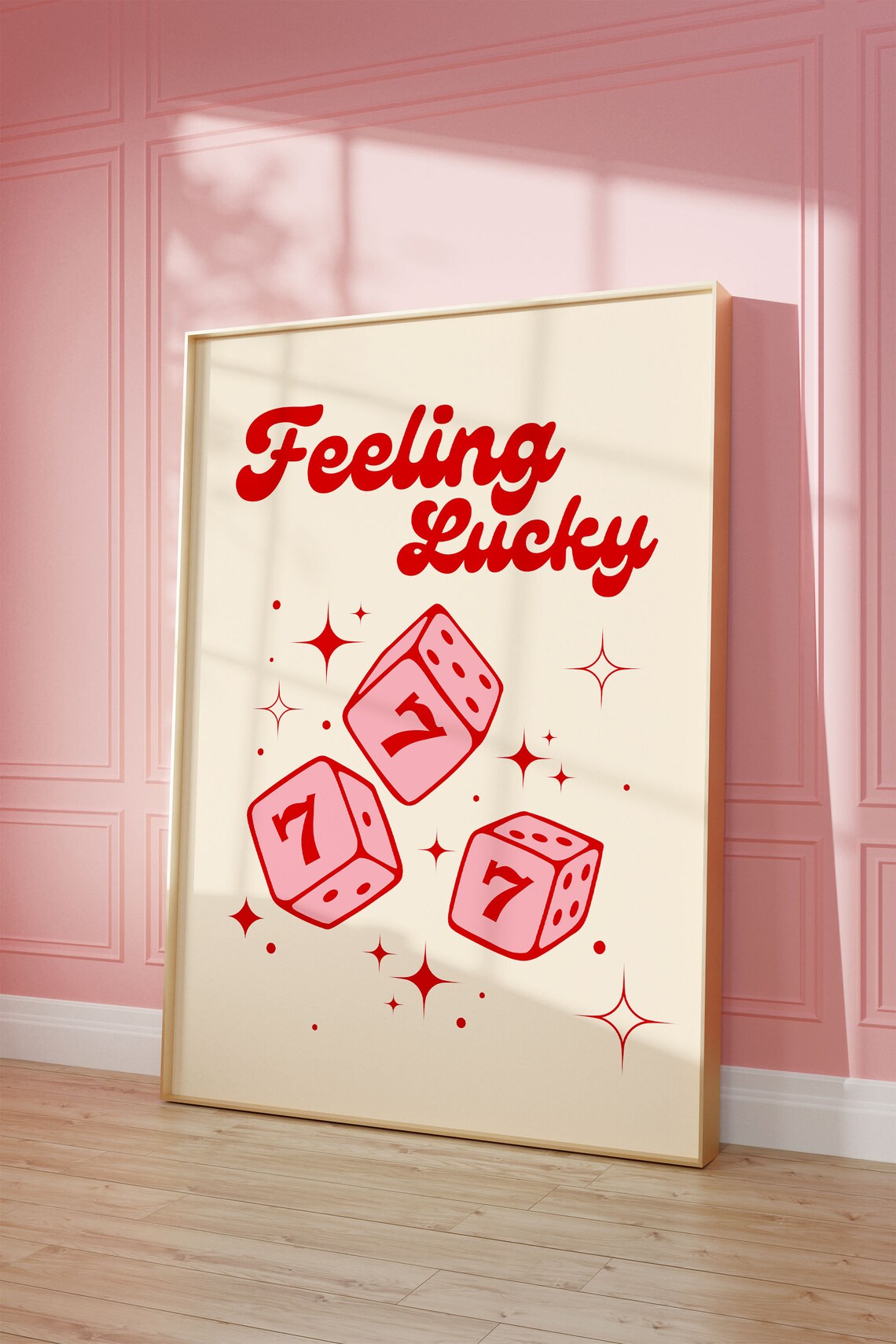 Feeling Lucky 777 Pink Wall Art, Aesthetic Poster - Image 3