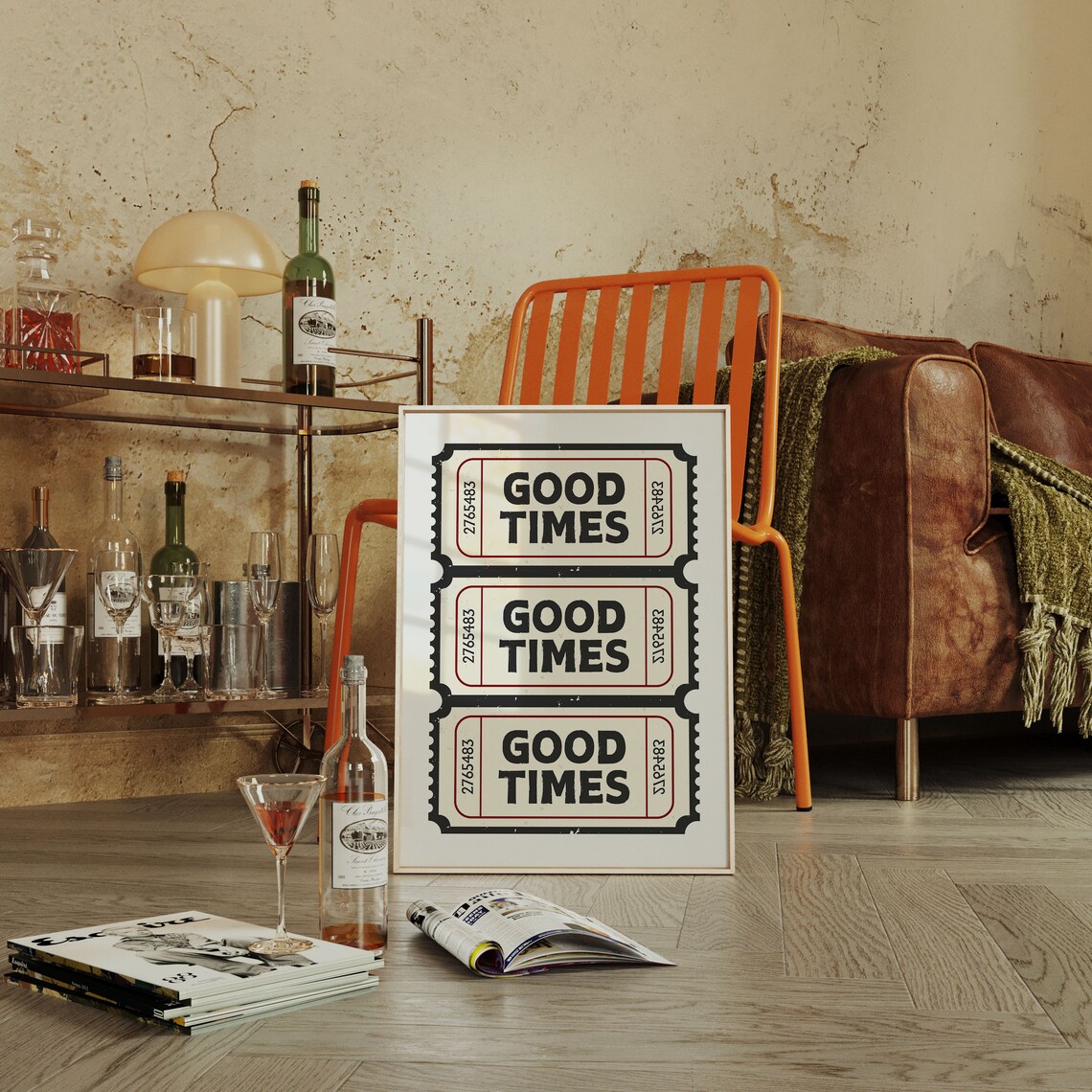 Retro Good Times Ticket Art Print, Retro Wall Decor - Image 2