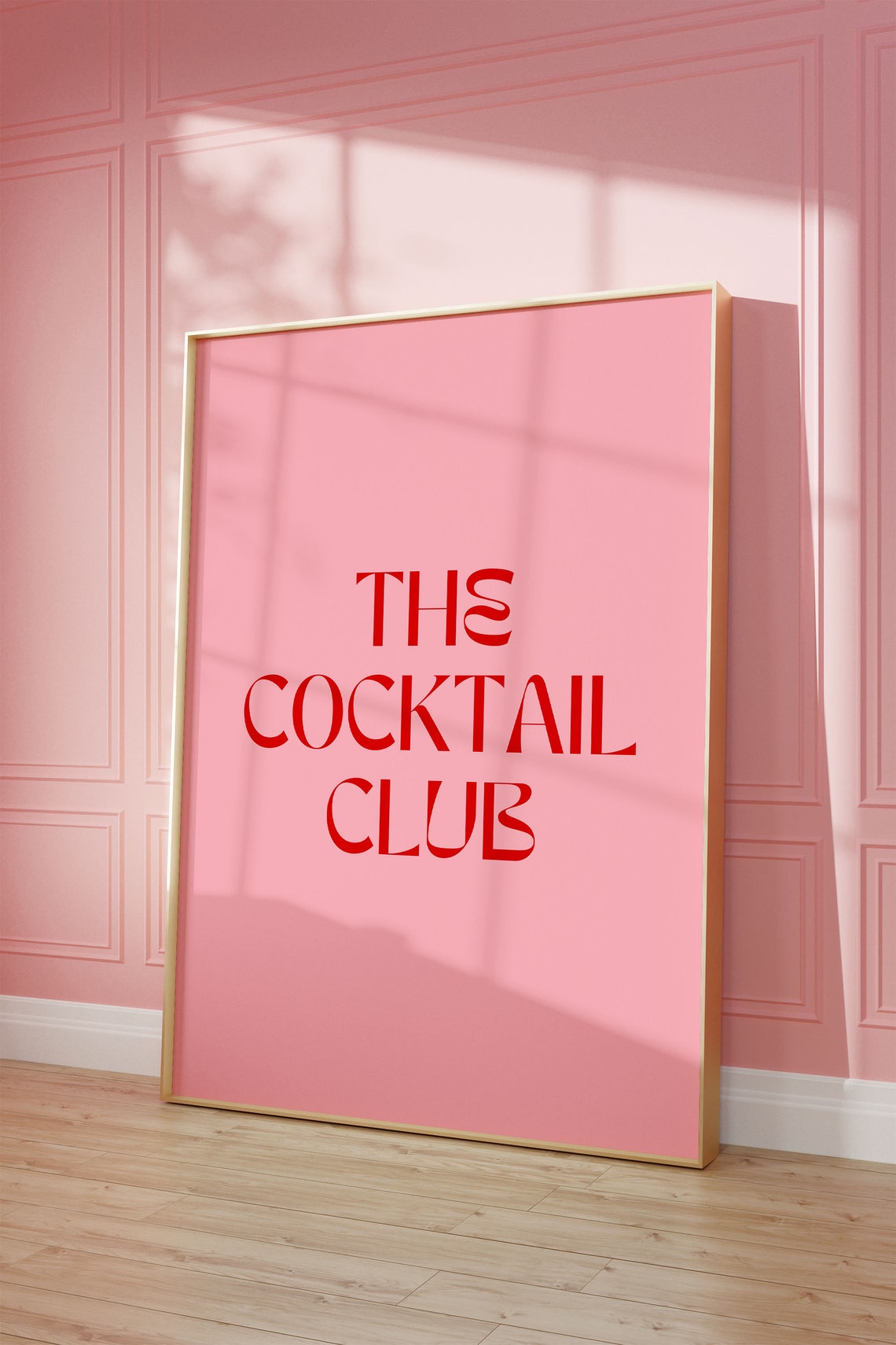 Pink The Cocktail Club Retro Poster with Bold Red Typography - Image 2