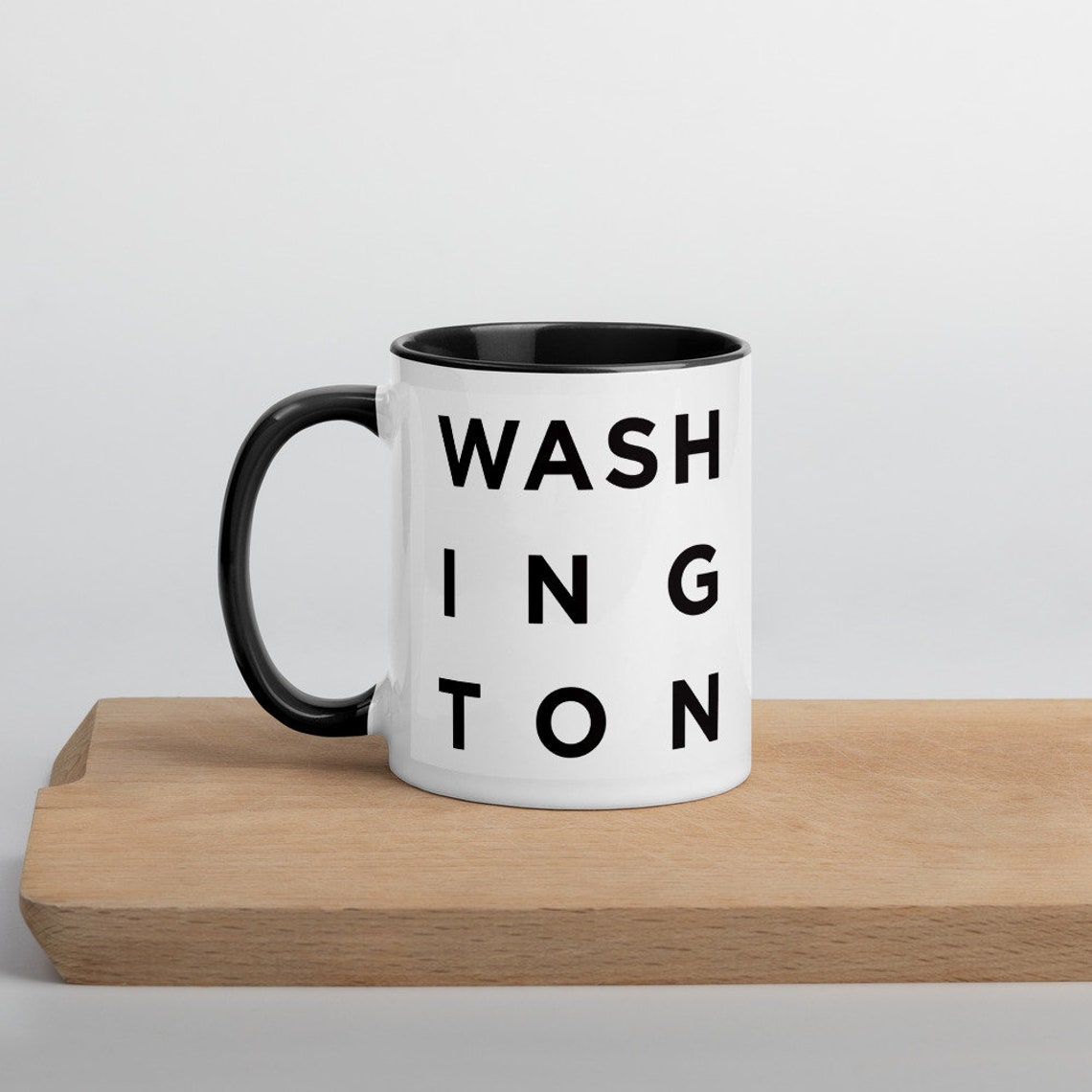Washington Minimalist Black and White Ceramic Coffee Mug Print