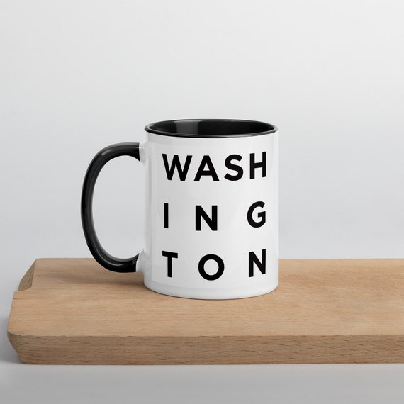 Minimalist Washington Mug Black And White Ceramic Coffee Cup Washington Gifts Gifts State Mugs