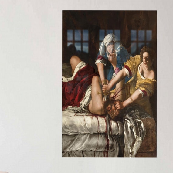 Gentileschi Wall Hanging Judith Slaying Holofernes By Art Women And Man Decor Famous Glass