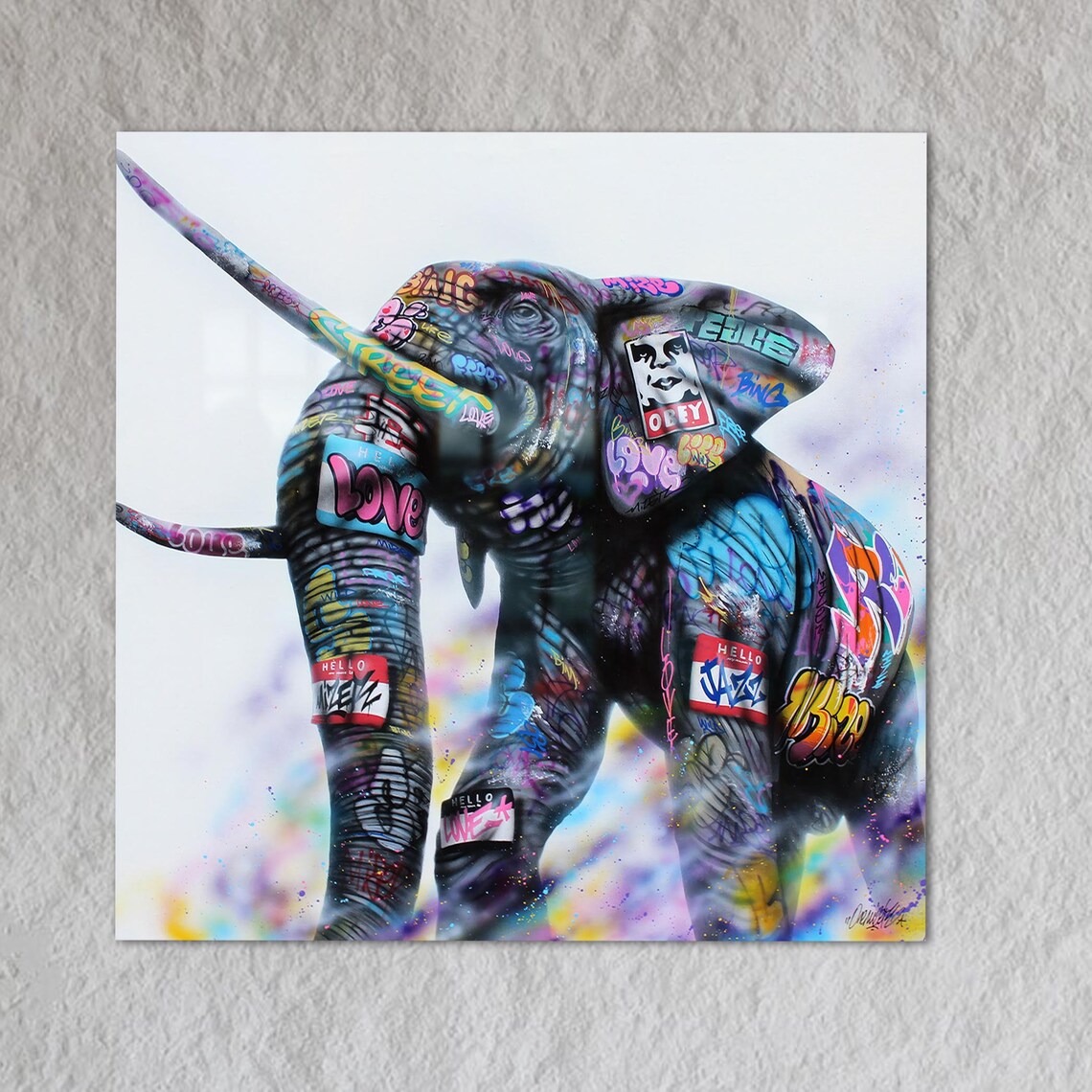 Graffiti Elephant Street Art Colorful Urban Jungle Animal Art Poster