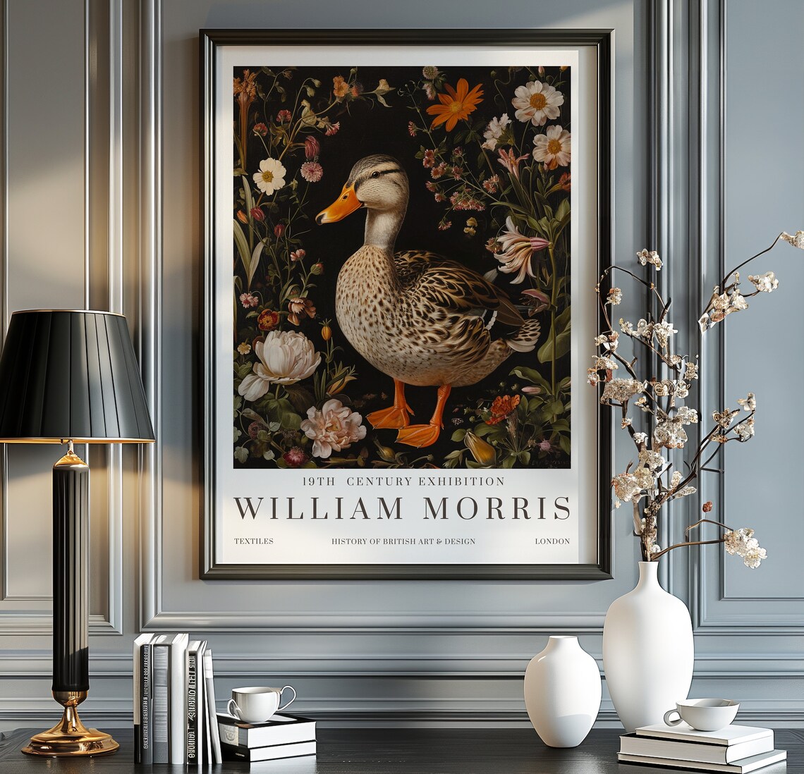 William Morris Duck Print, Vintage Exhibition Poster