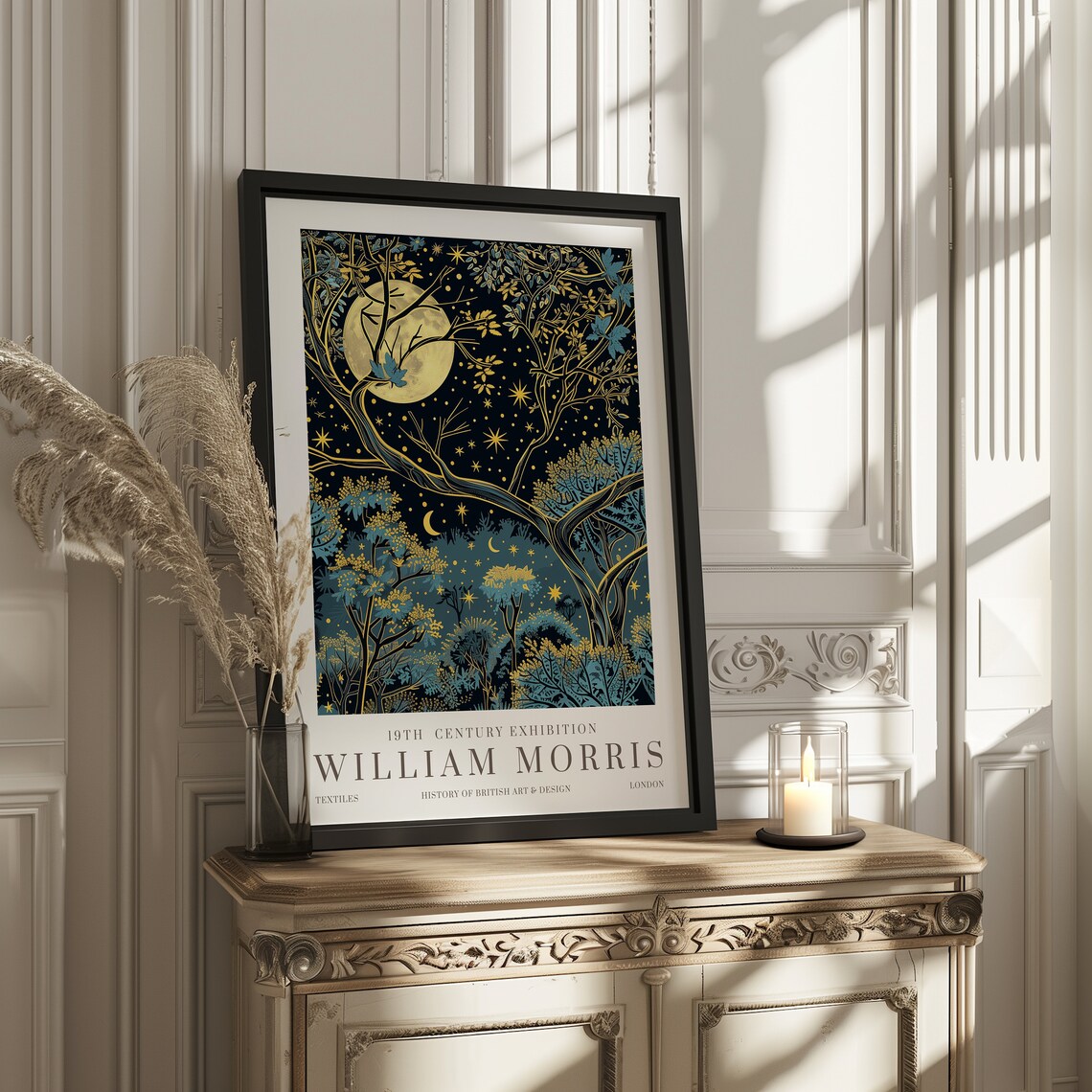 William Morris Moon Stars Vintage Poster