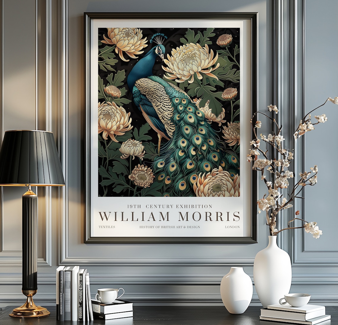 William Morris Exhibition Poster, Vintage Textiles Print