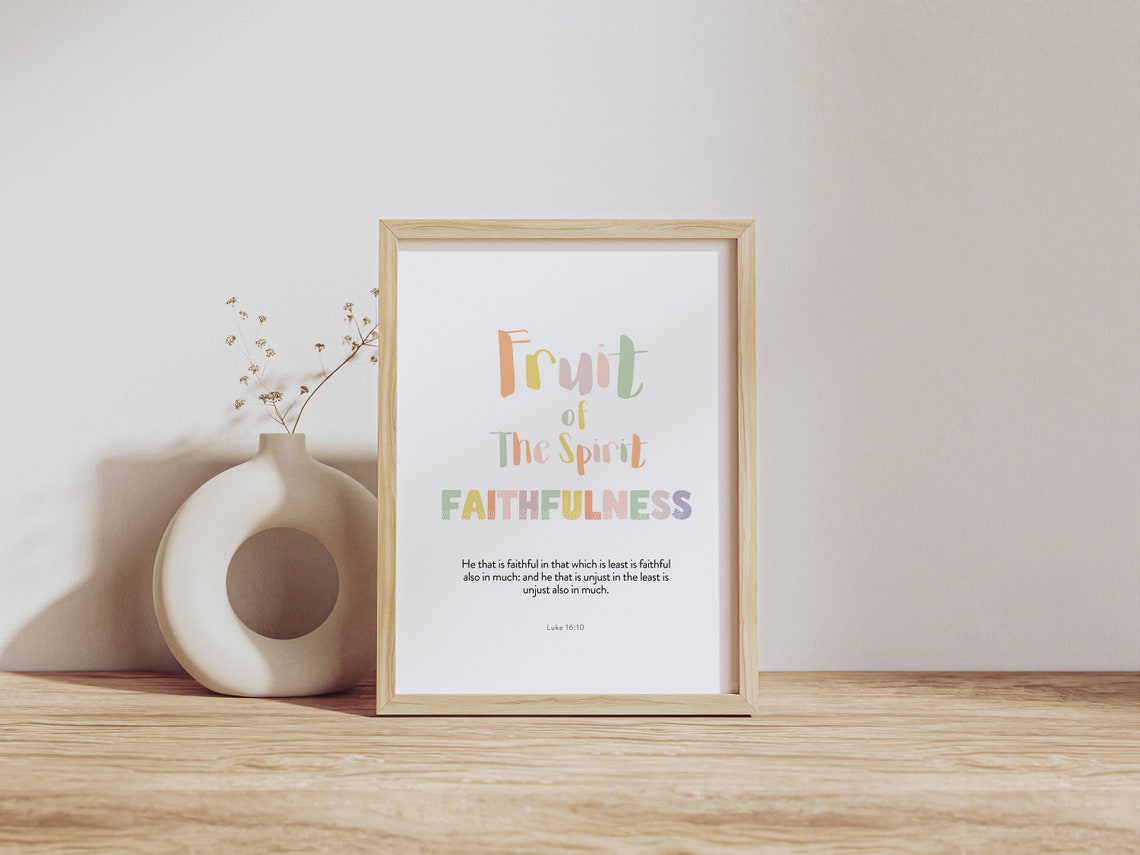 Fruit Of The Spirit Faithfulness Kids Nursery Room Wall Art Galatians 522 Christian Kids Nursery Church Sunday School Wall Art - Image 2