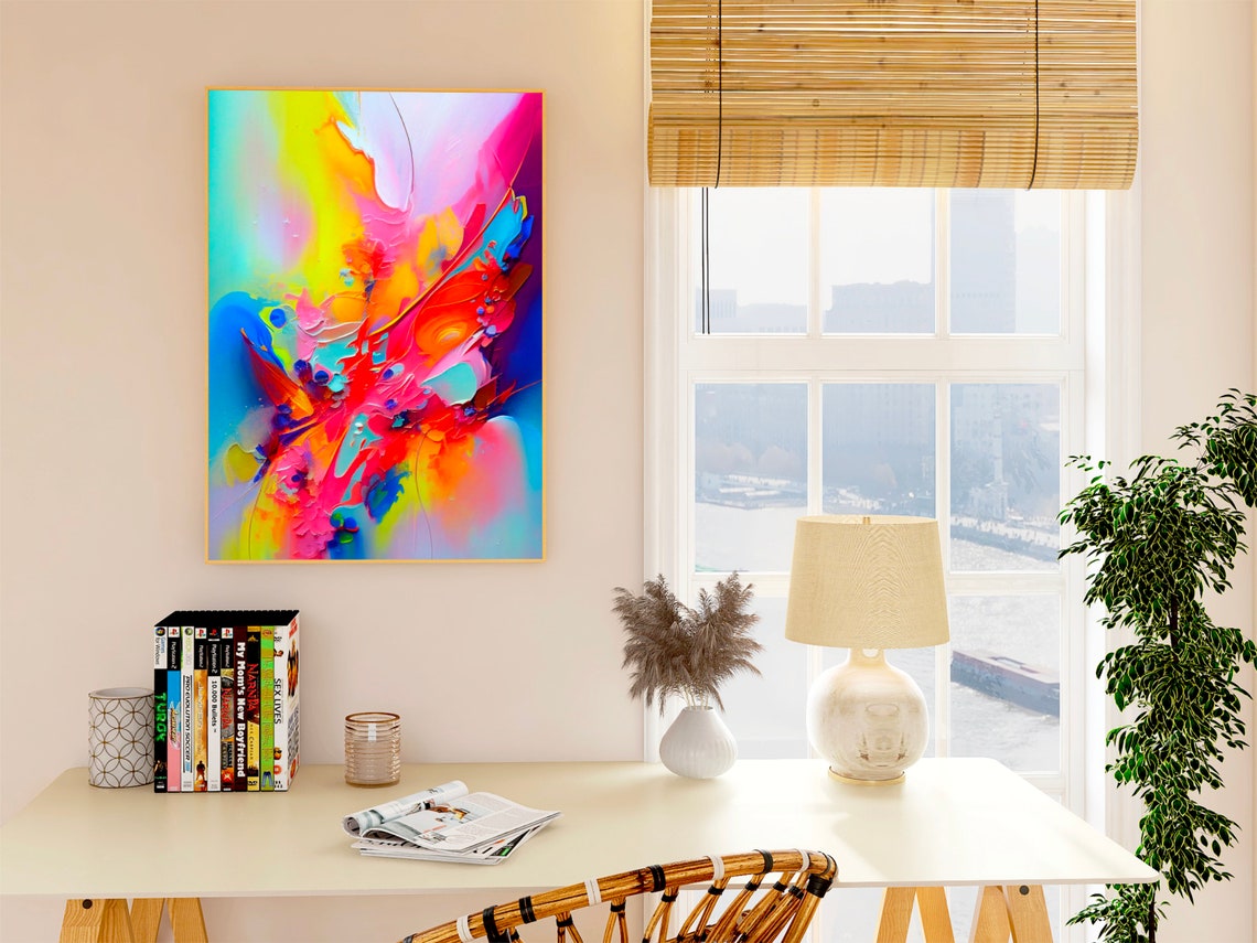 Neon Diagonal Energy Brushstrokes Abstract Color Burst Poster - Image 3