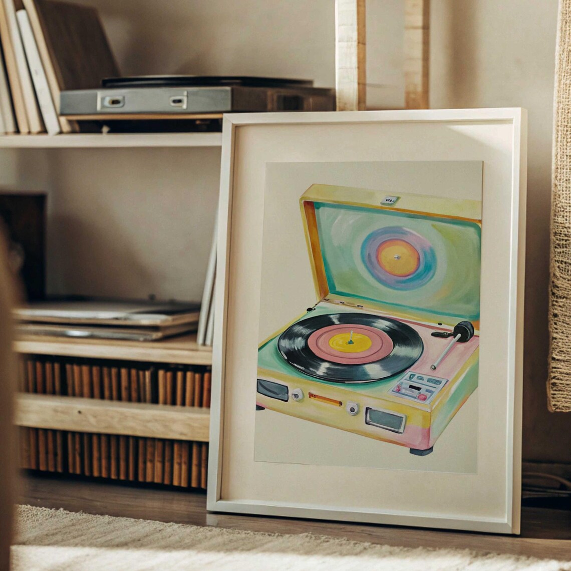 Retro Music Poster, Watercolor Art Print