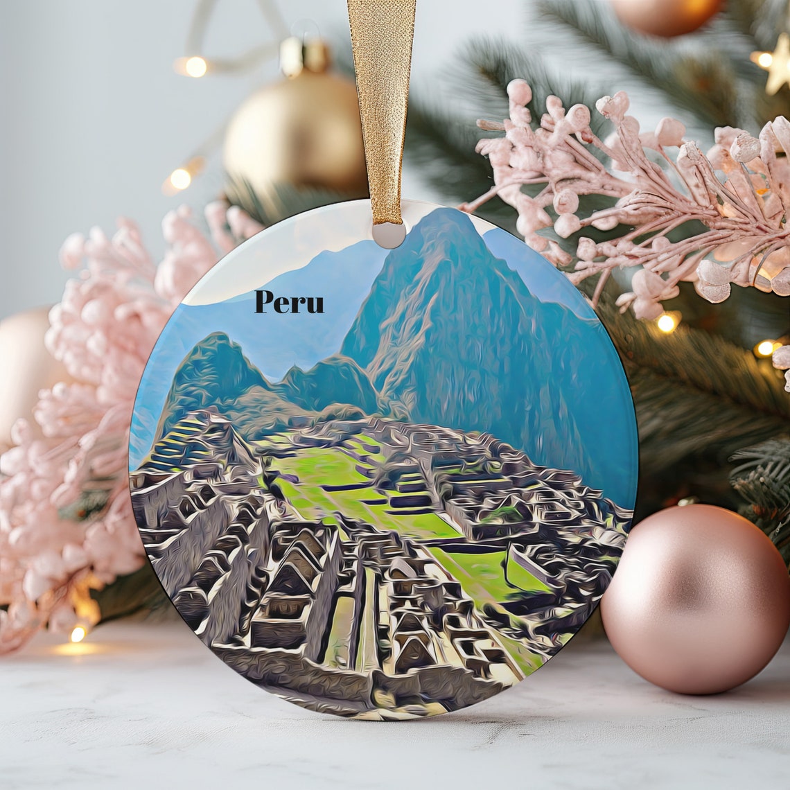 Peru Machu Picchu Christmas Ornament Travel Gift Keepsake Print