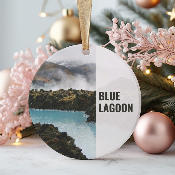 Blue Lagoon Iceland Geothermal Spa Steam Round Ornament Print