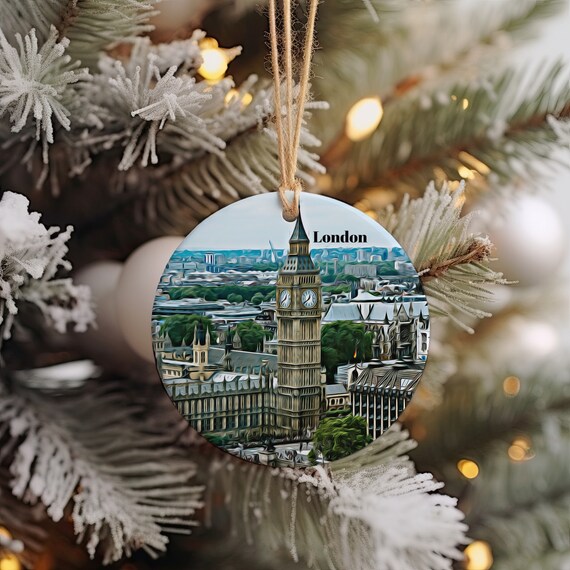 London Big Ben Houses Of Parliament Watercolor Christmas Travel Poster