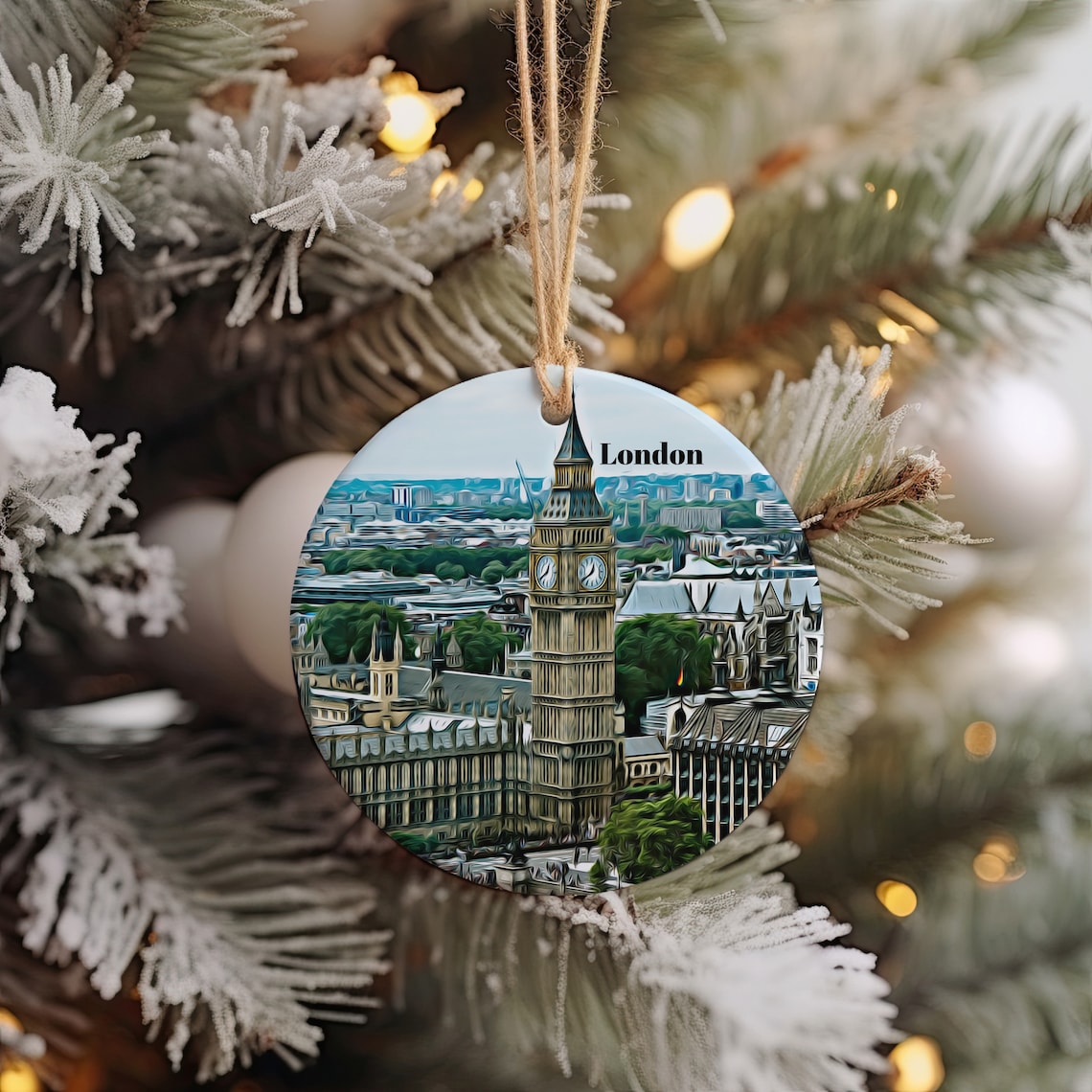 London Big Ben Houses Of Parliament Watercolor Christmas Travel Poster