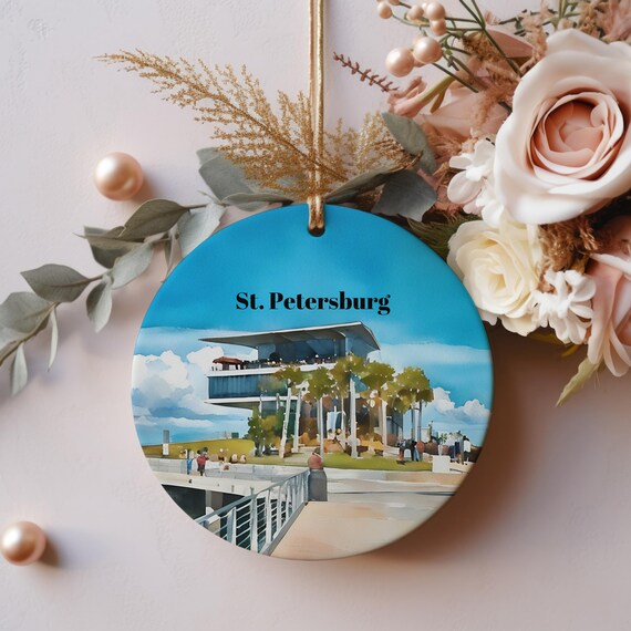 St Petersburg Waterfront Pier Palm Trees Sunny Ornament Poster