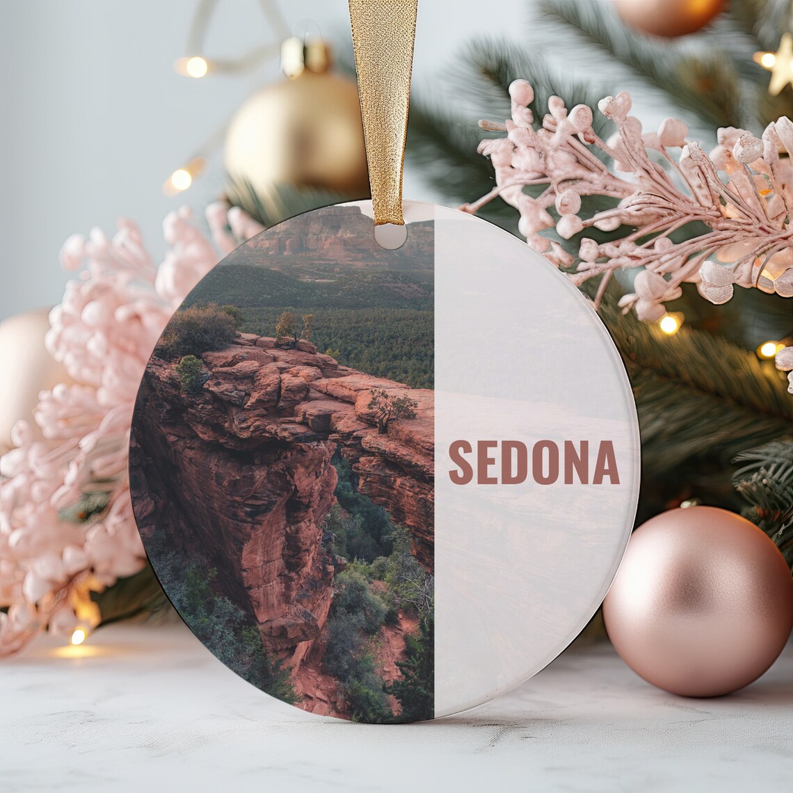 Sedona Red Rock Canyon Christmas Ornament Arizona Travel Souvenir Print