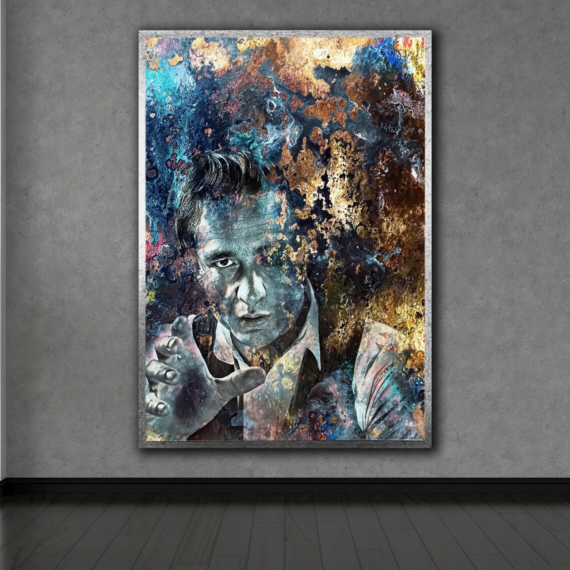 Abstract Reaching Man Portrait in Colorful Expressionist Painting Art Poster - Image 2
