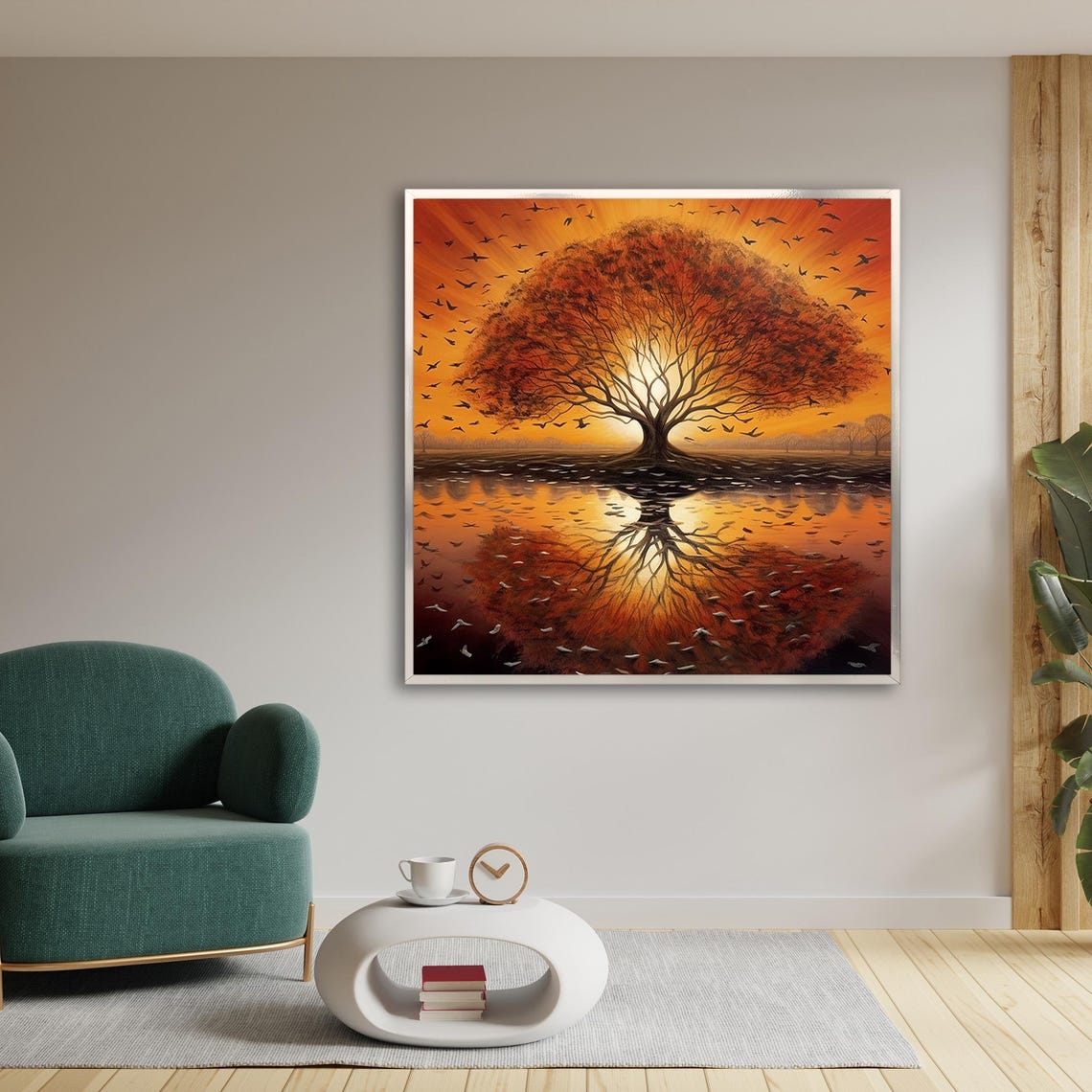 Tree And Birds Abstract Tree Painting - Image 2